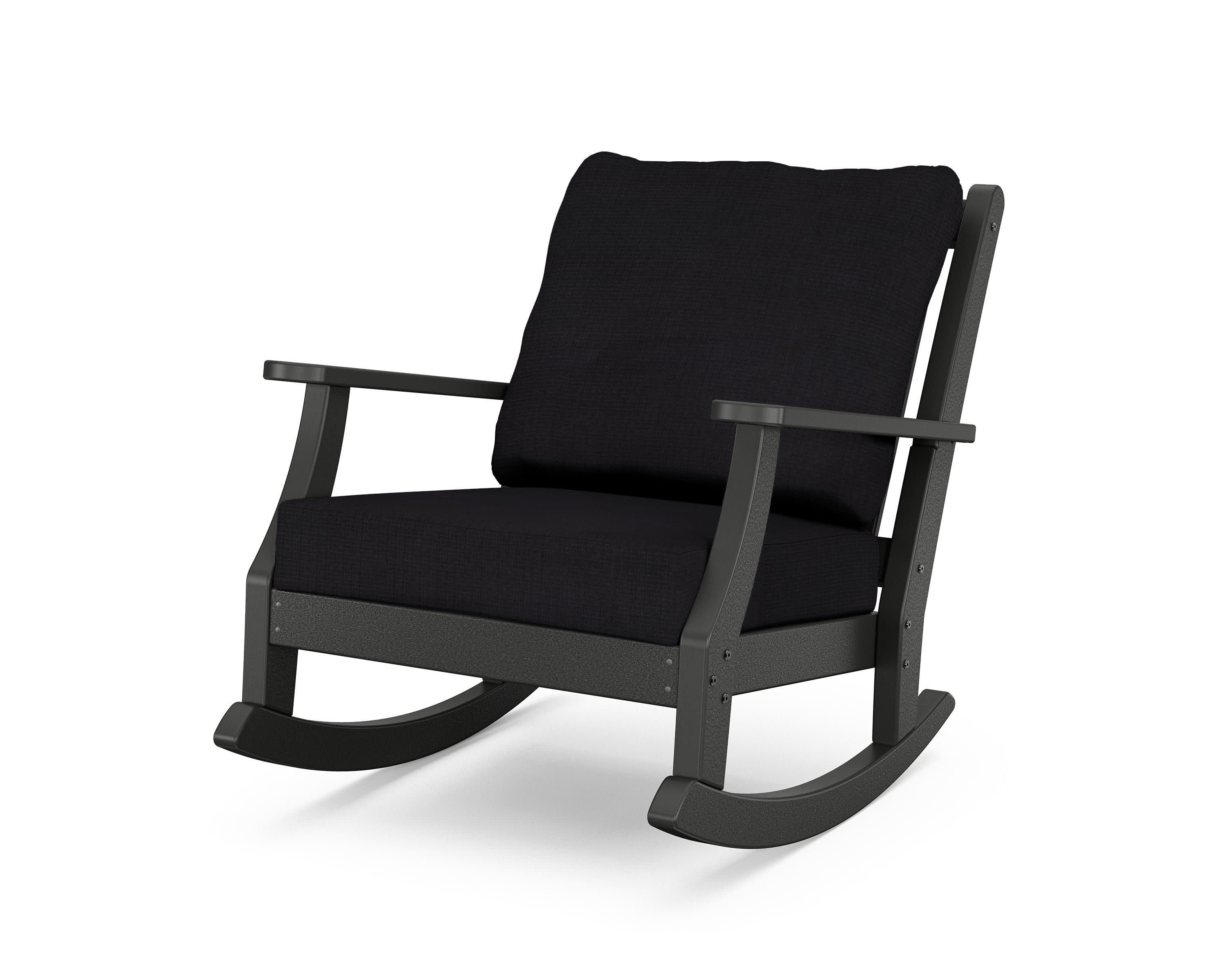 Wovendale Deep Seating Rocking Chair in Black / Midnight Linen