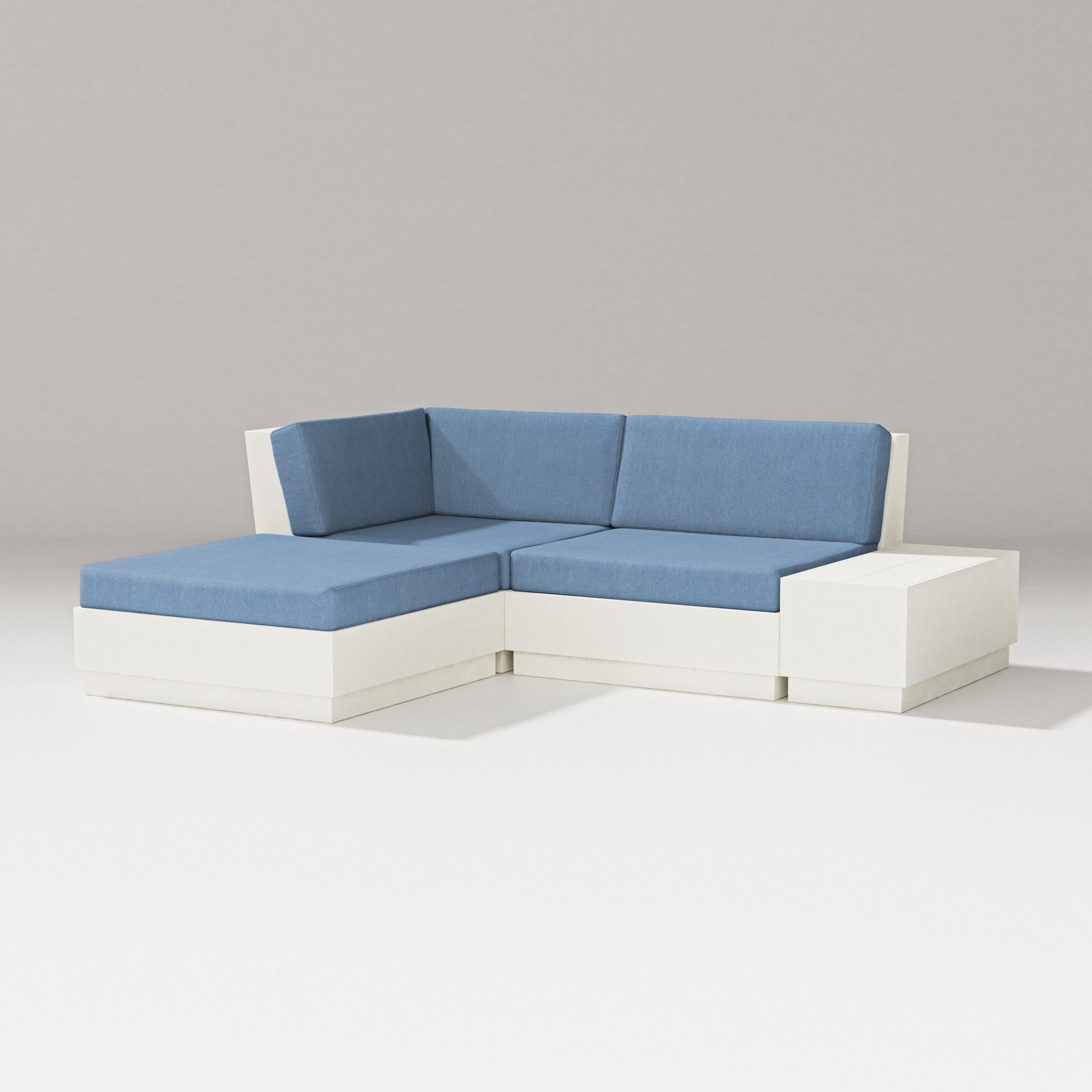 Elevate Loveseat Sectional with Chaise in Vintage White / Sky Blue