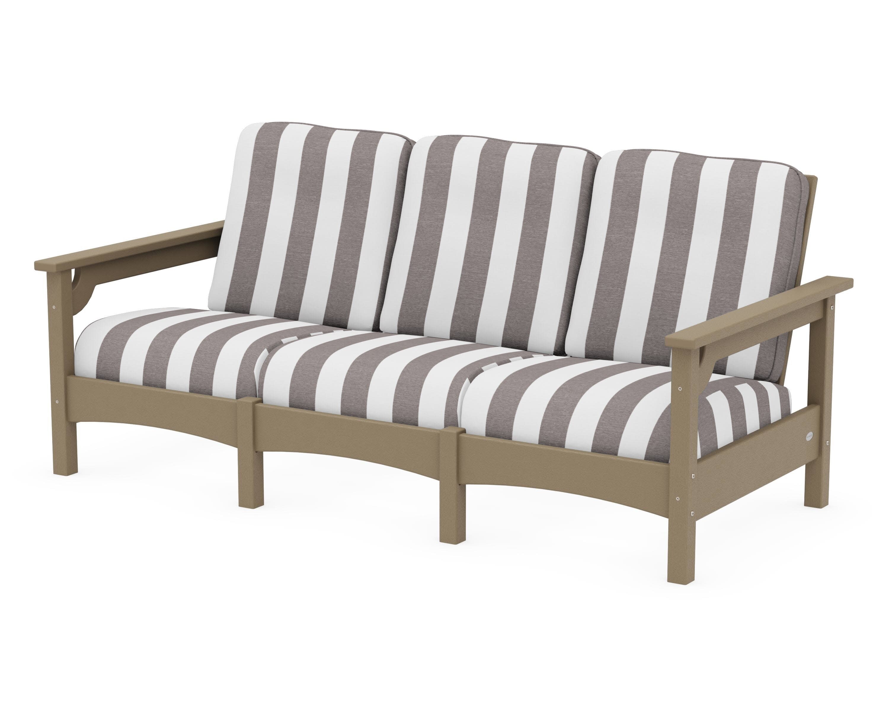 Club Sofa in Vintage Sahara / Cabana Stripe Grey Mist