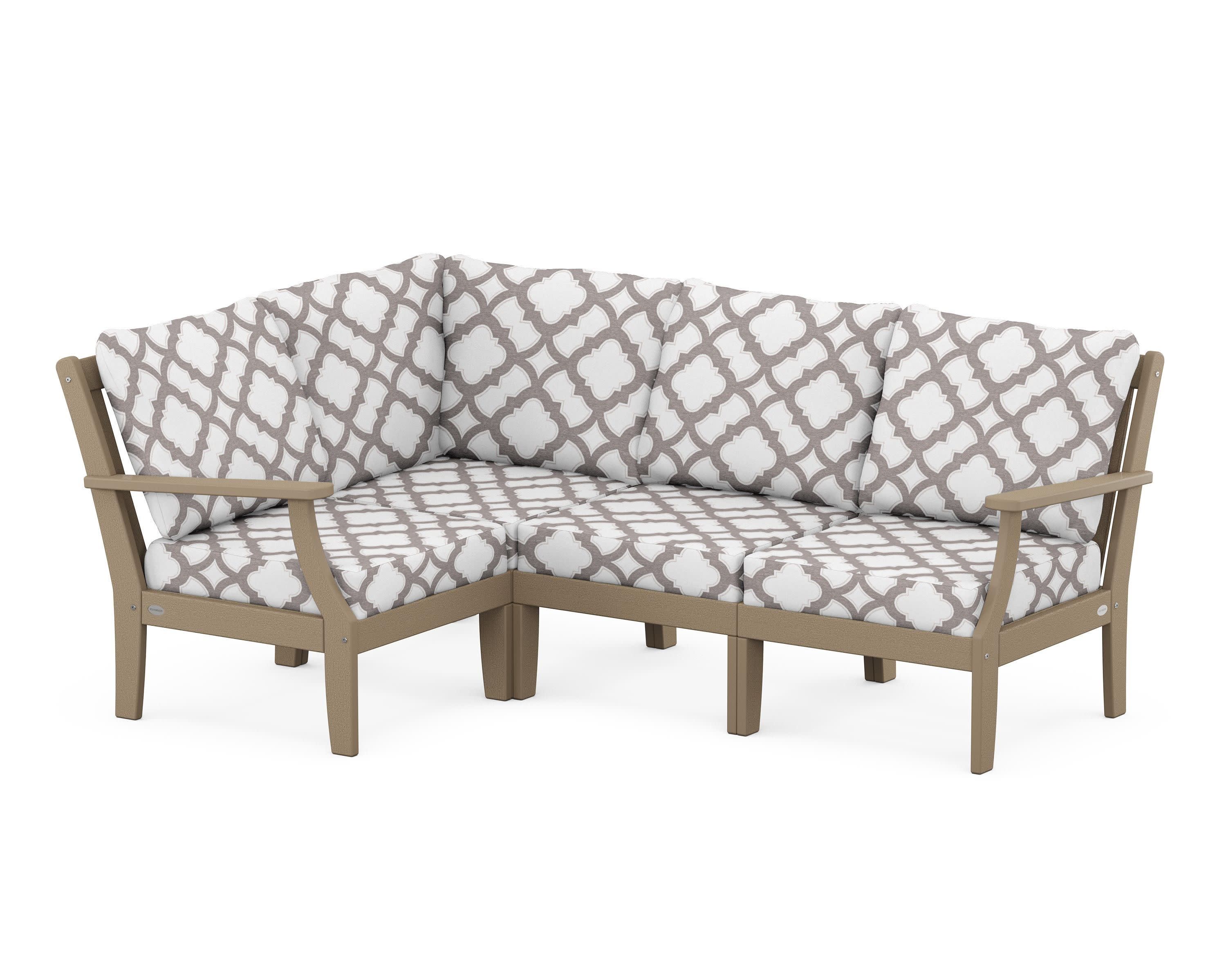 Braxton Modular 4-Piece Deep Seating Set in Vintage Sahara / Trellis Grey Mist