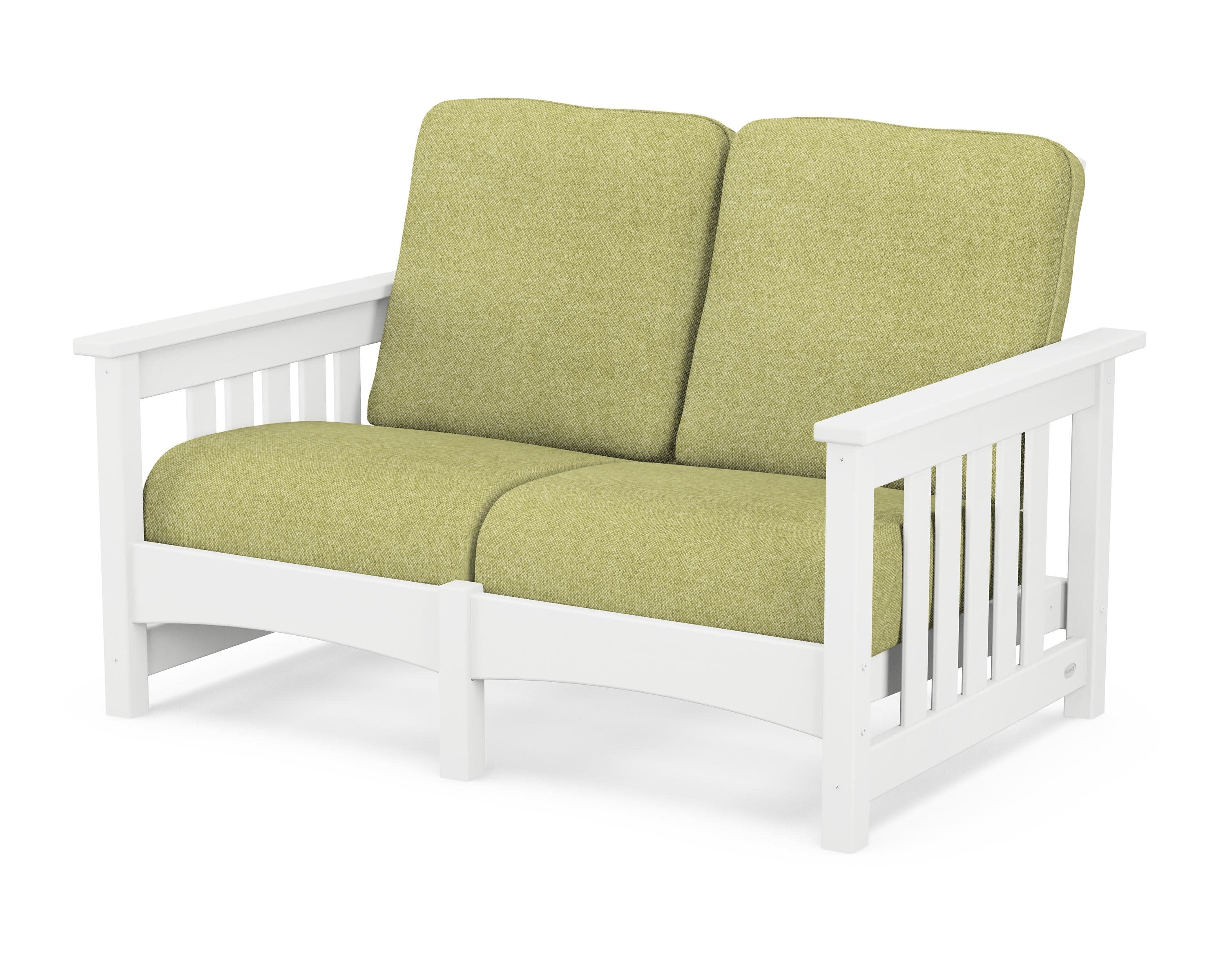 Club Mission Loveseat in White / Chartreuse Boucle