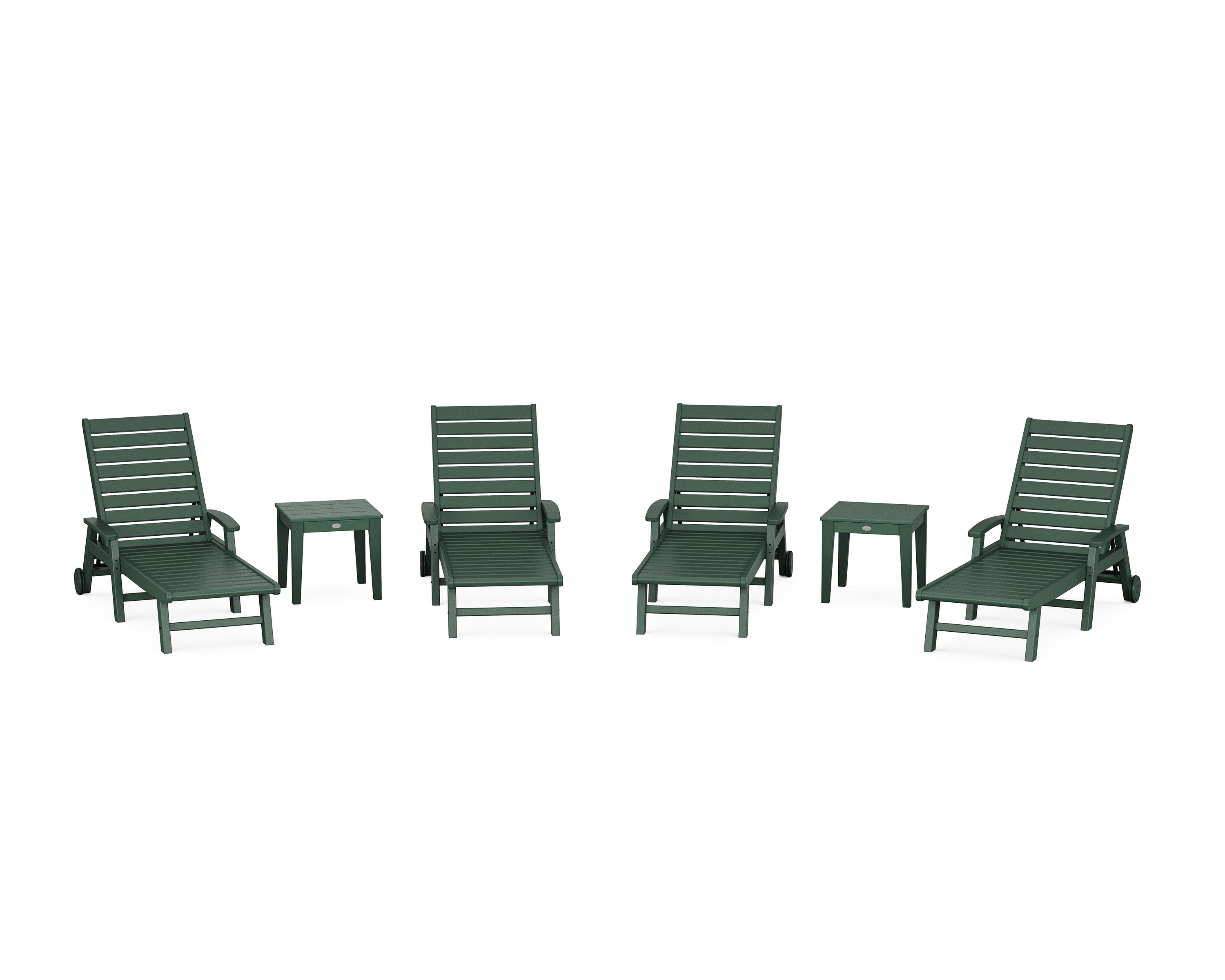 Signature Chaise 6-Piece Set with Wheels in Green