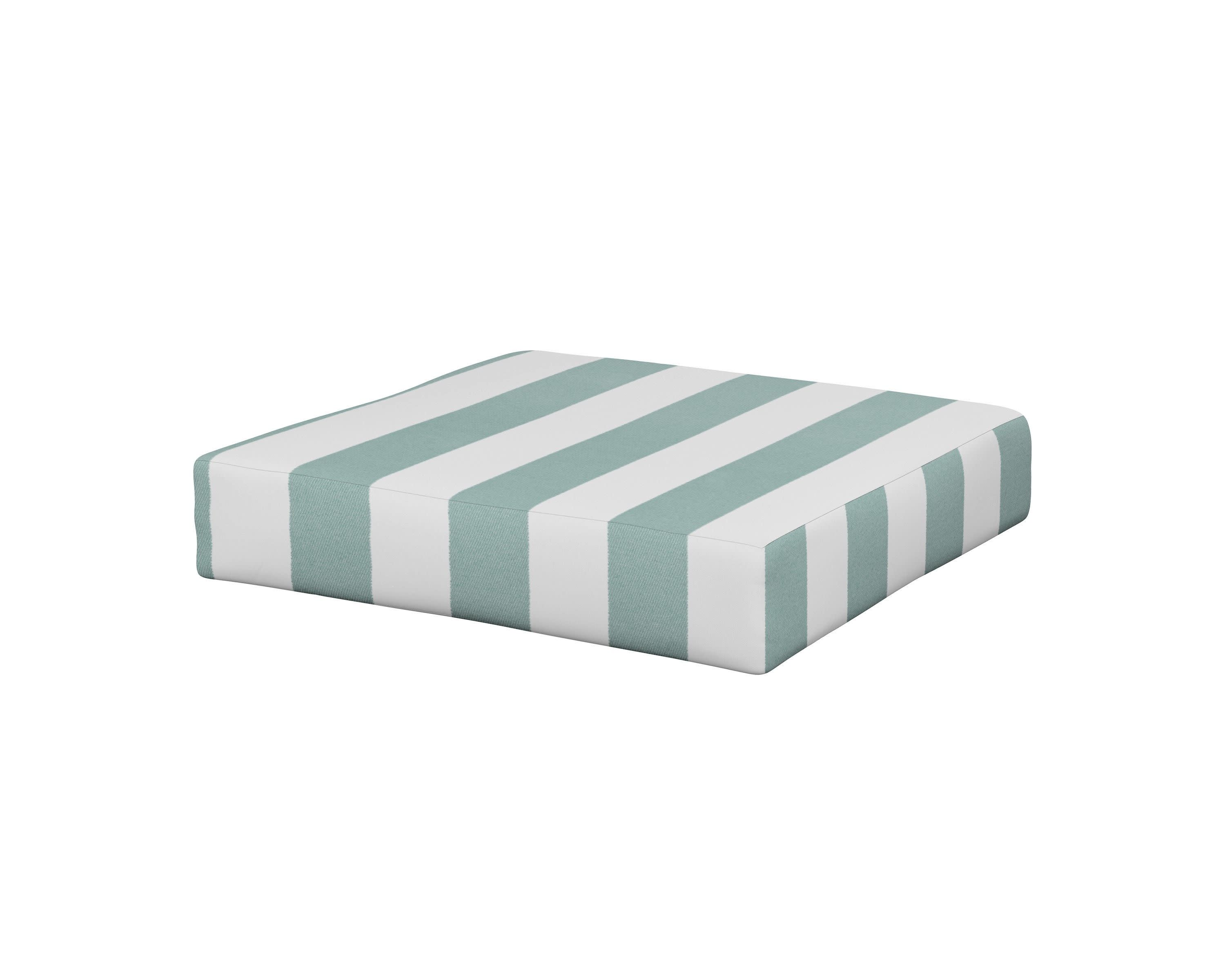 Prescott Ottoman Cushion in Cabana Stripe Glacier Spa