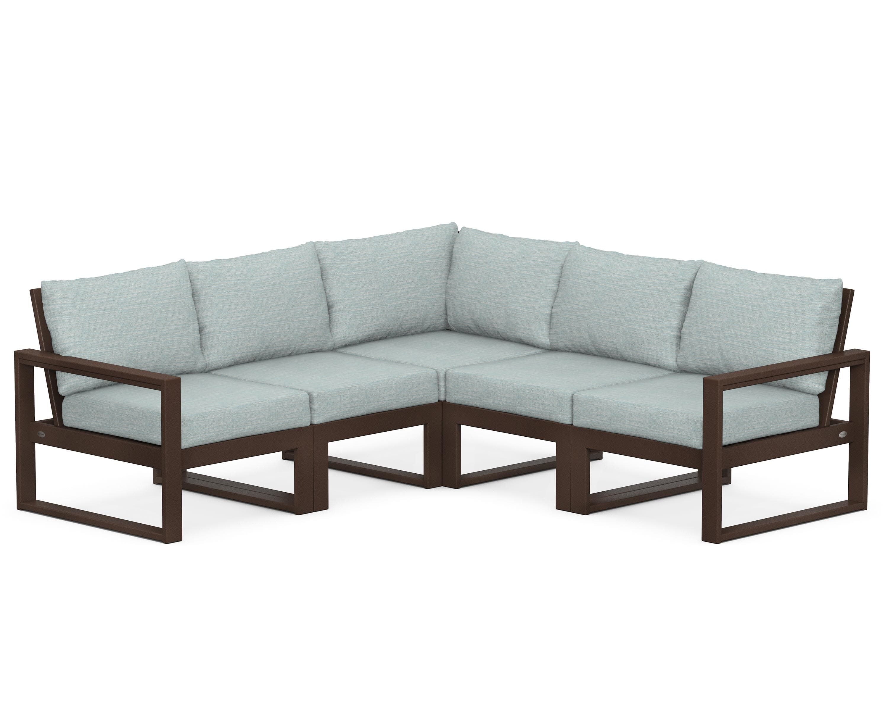 EDGE 5-Piece Modular Deep Seating Set in Mahogany / Soothe Mist