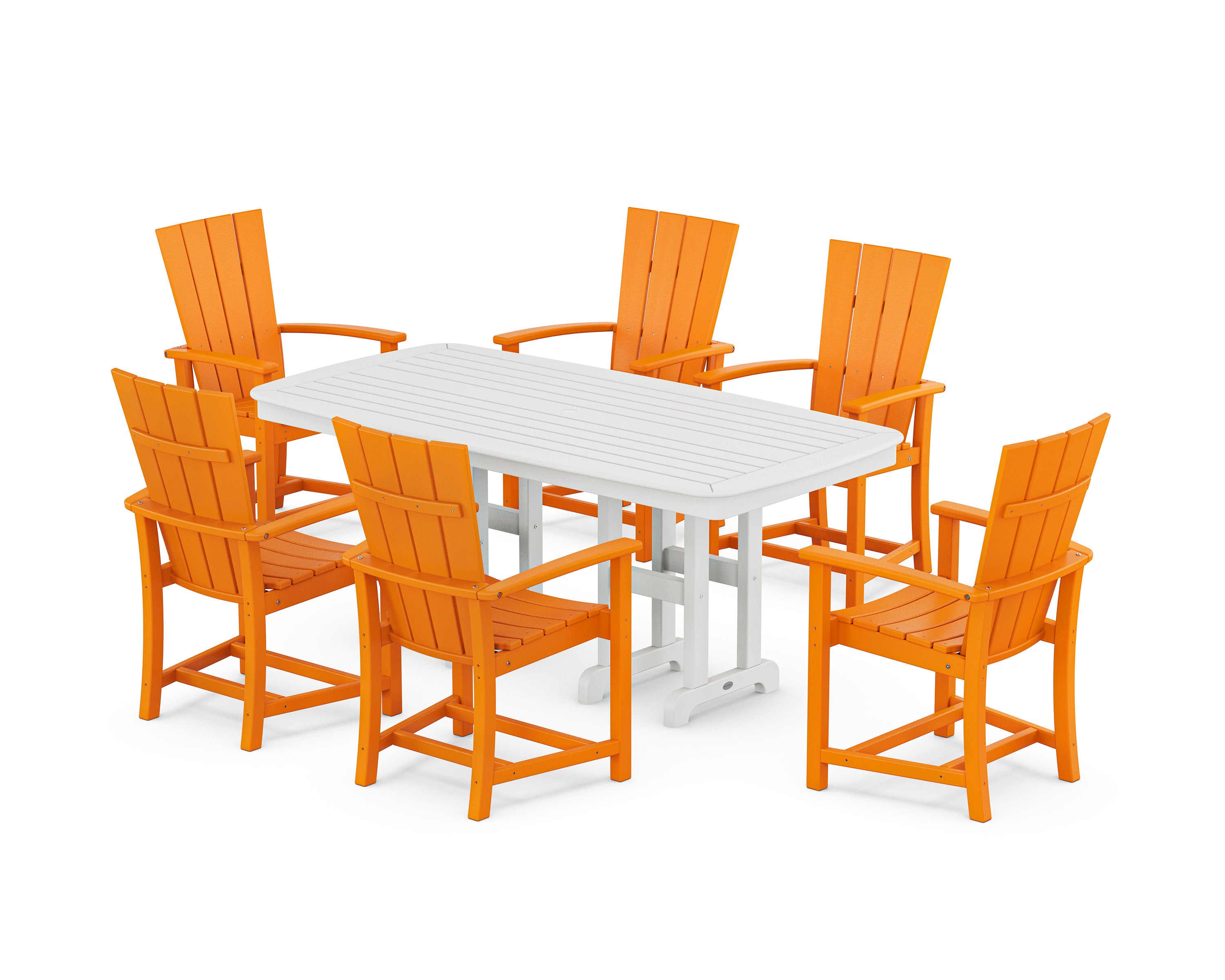 Quattro 7-Piece Dining Set in Tangerine / White