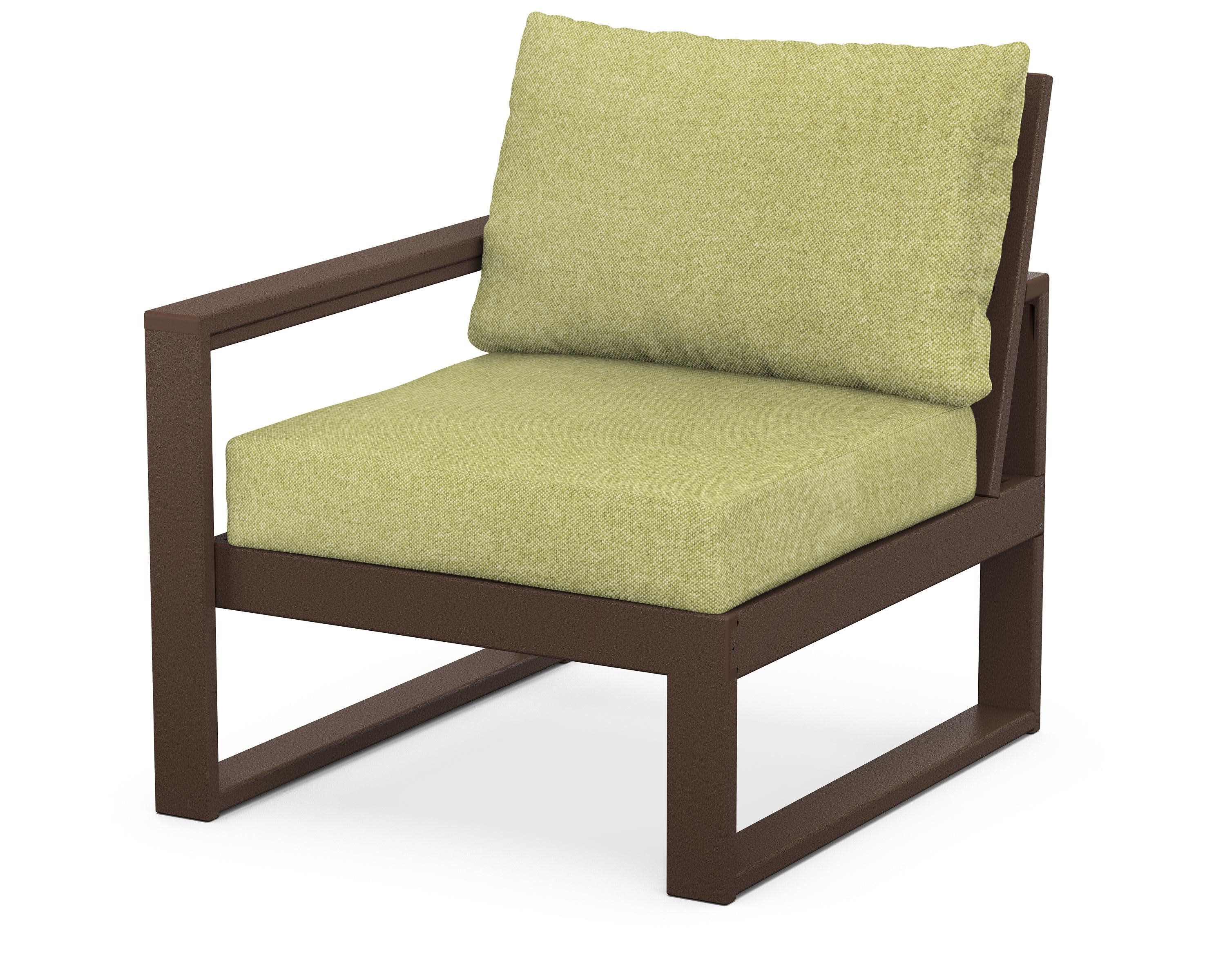 EDGE Modular Left Arm Chair in Mahogany / Chartreuse Boucle