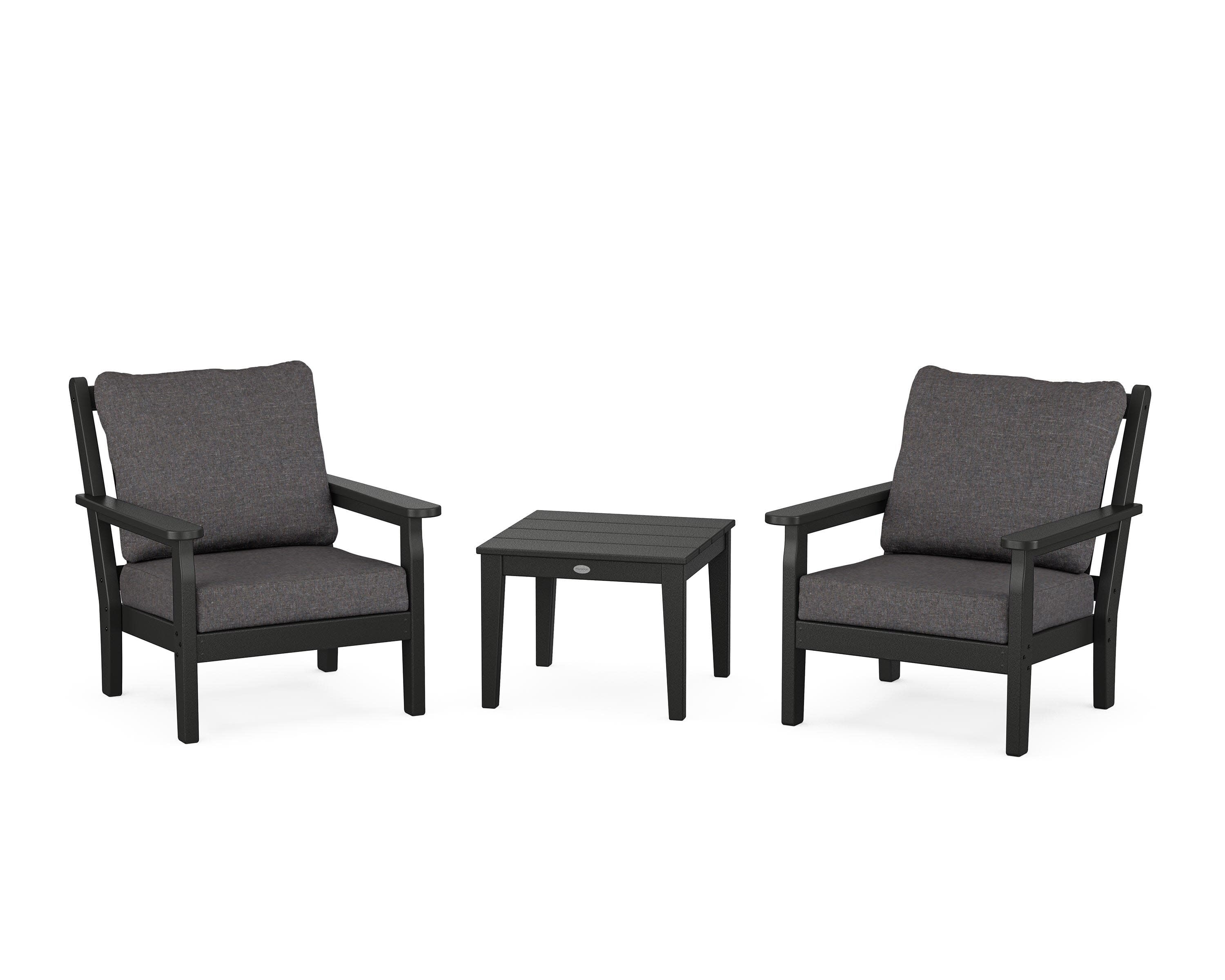 Chippendale 3-Piece Deep Seating Set in Black / Ash Charcoal