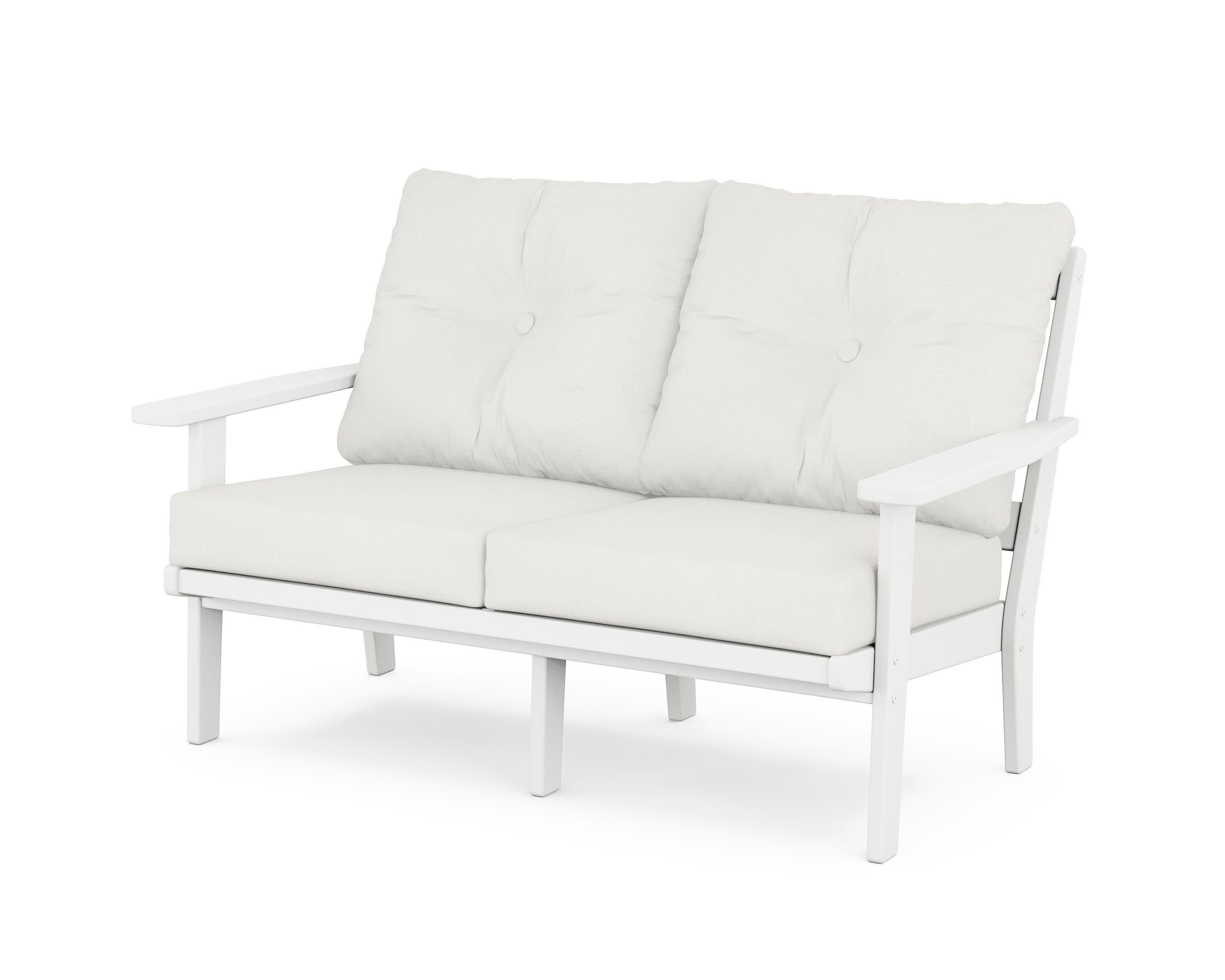 Oxford Deep SeatingLoveseat in White / Natural Linen
