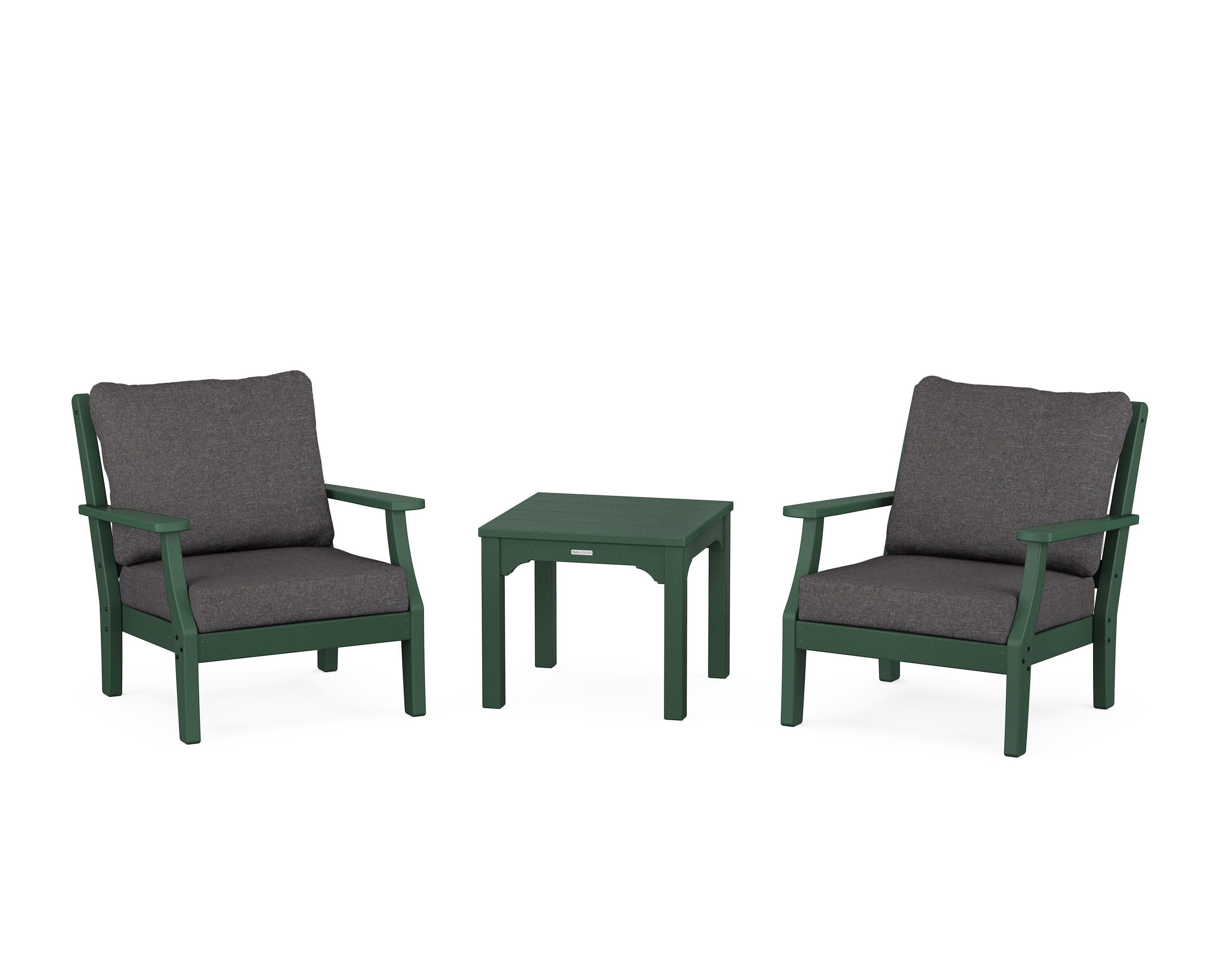 Chinoiserie 3-Piece Deep Seating Set in Green / Ash Charcoal