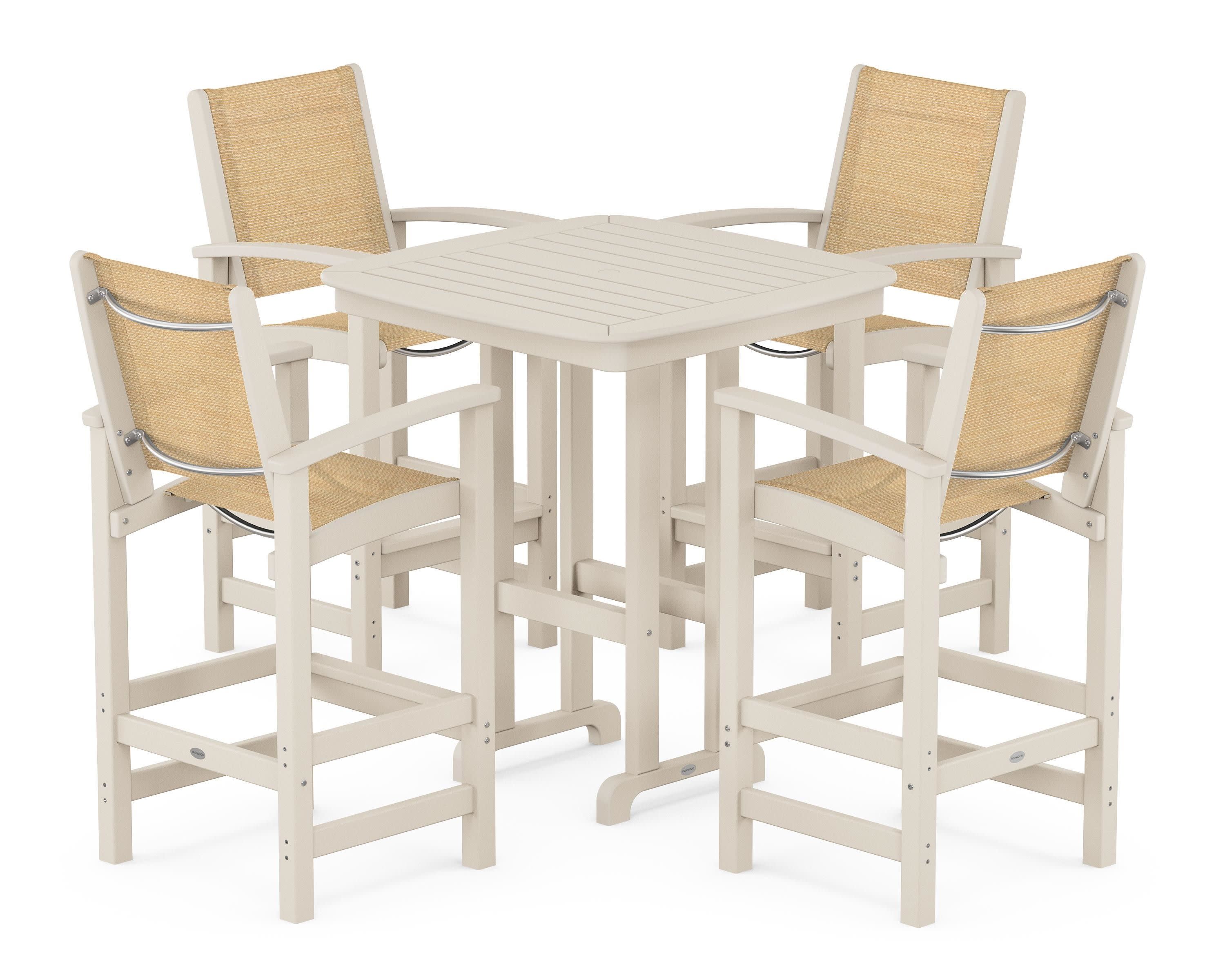 Coastal 5-Piece Bar Set in Sand / Dupioni Apricot Sling