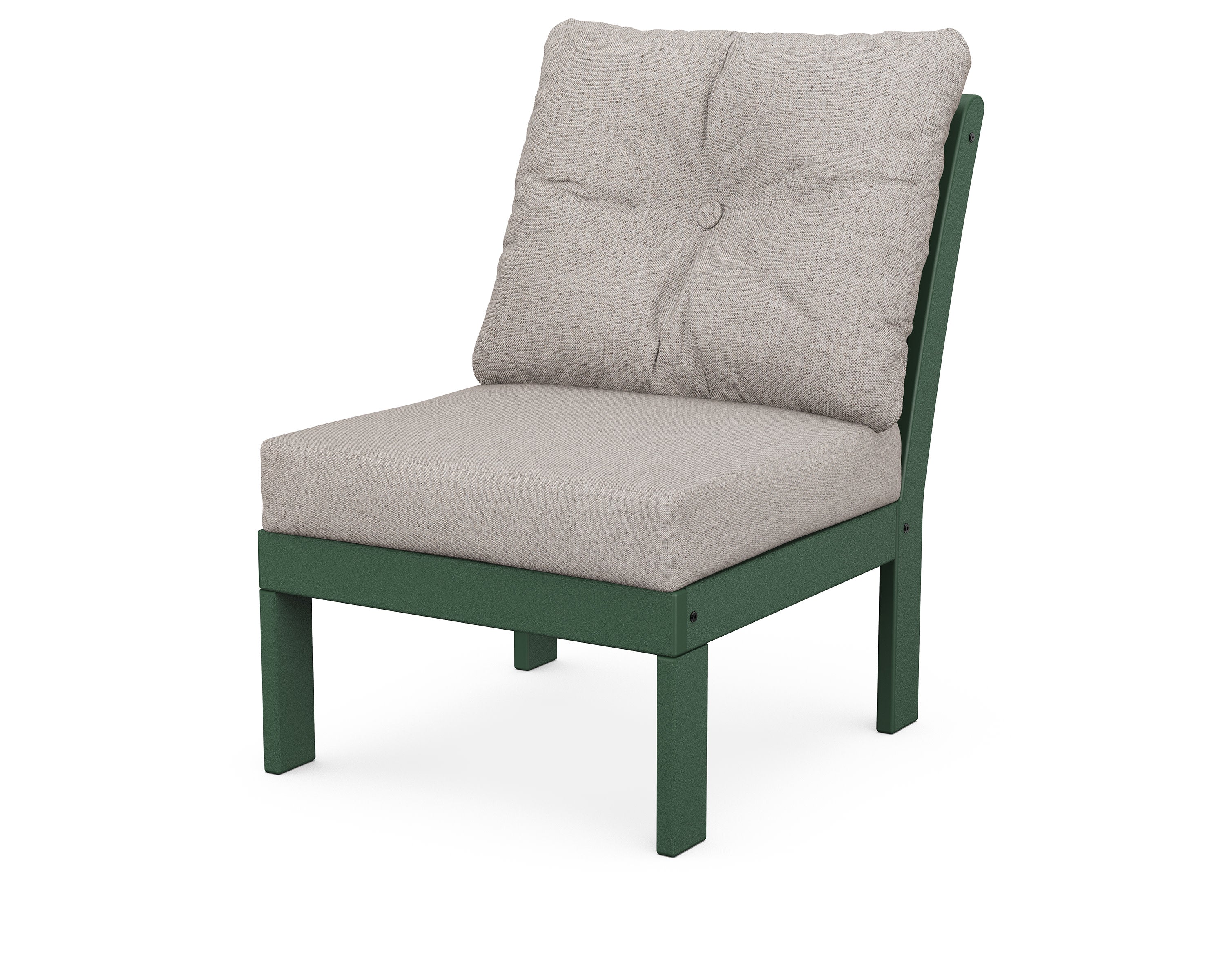Vineyard Modular Armless Chair in Green / Weathered Tweed