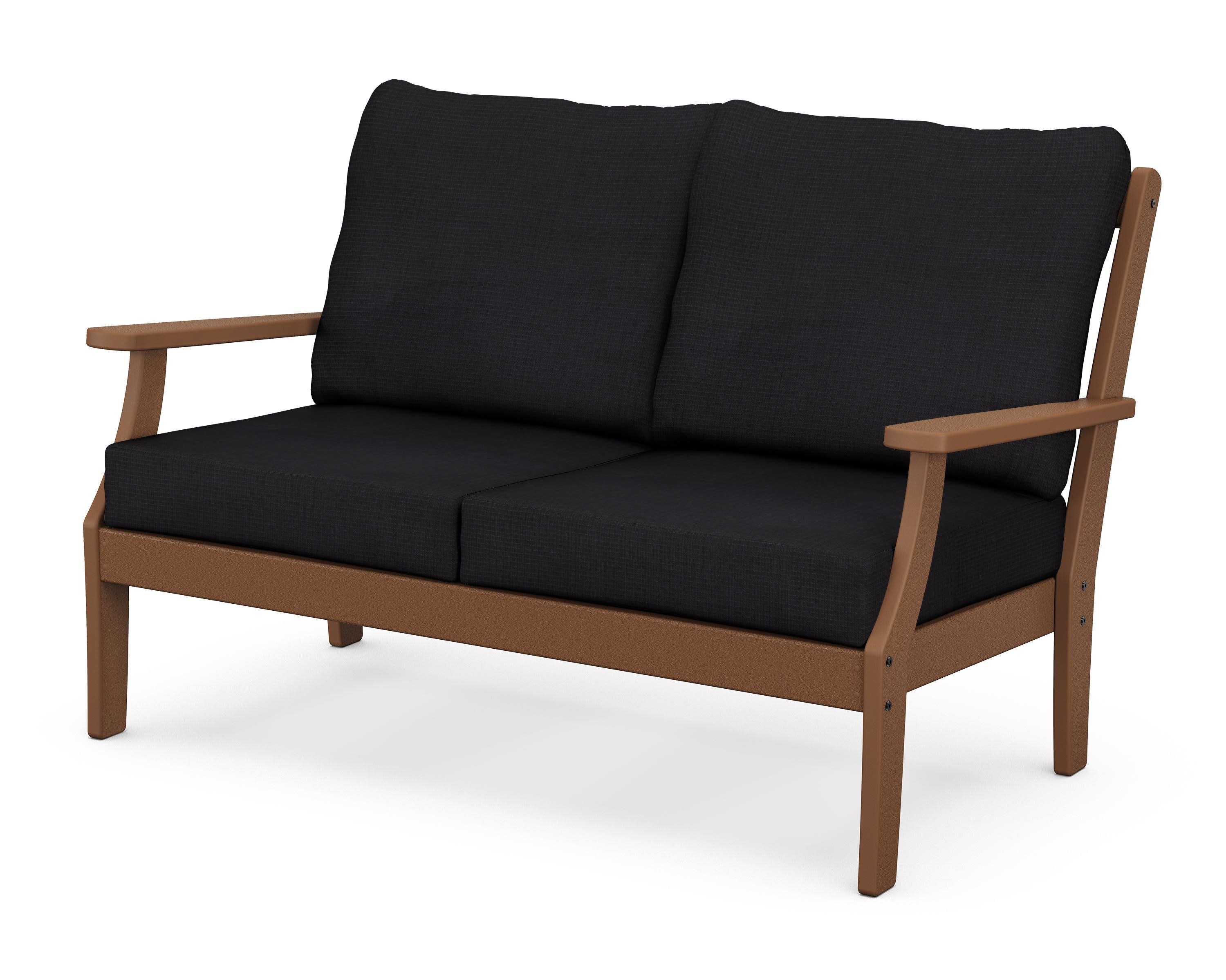 Braxton Deep Seating Loveseat in Teak / Midnight Linen