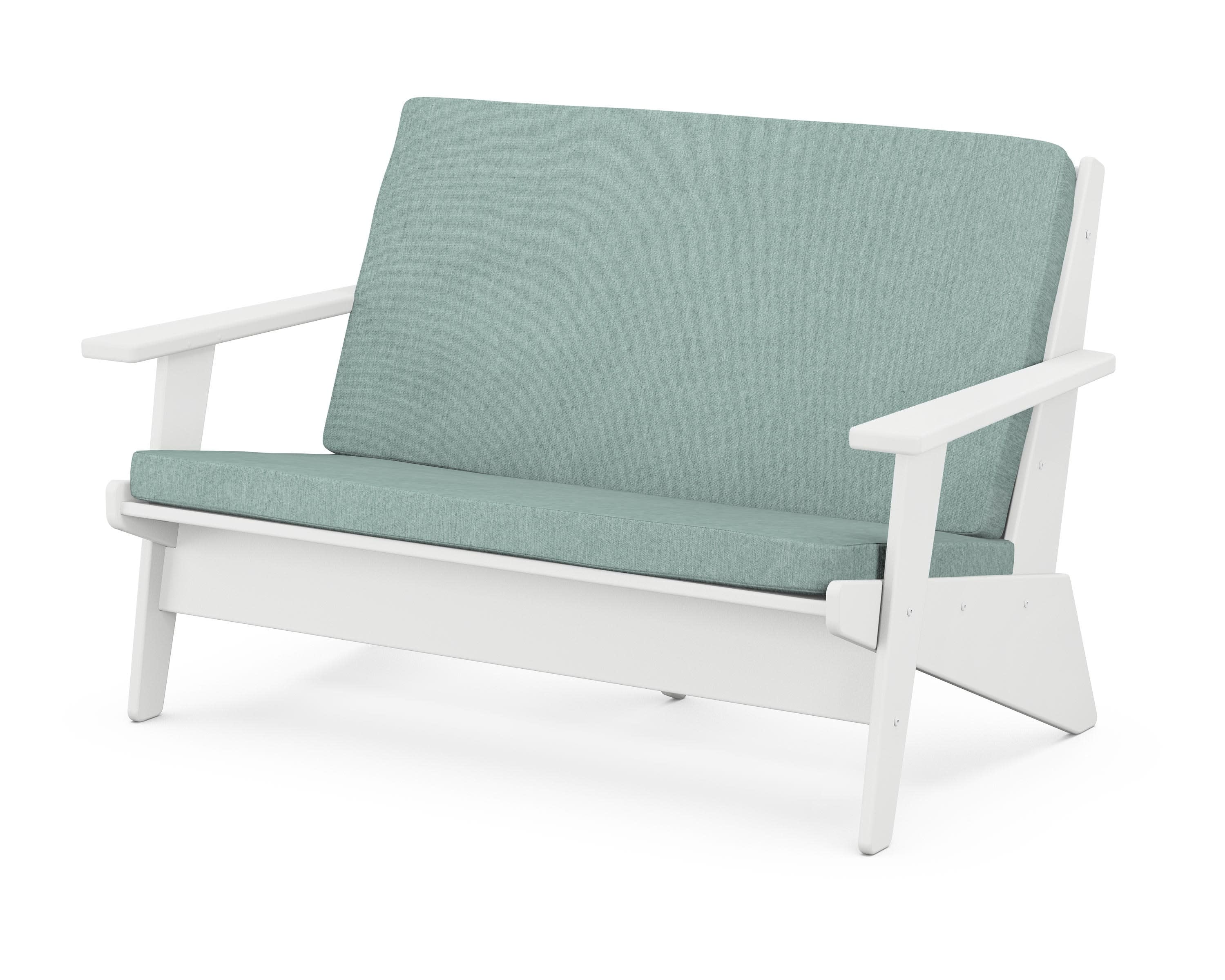 Riviera Modern Lounge Loveseat in White / Glacier Spa