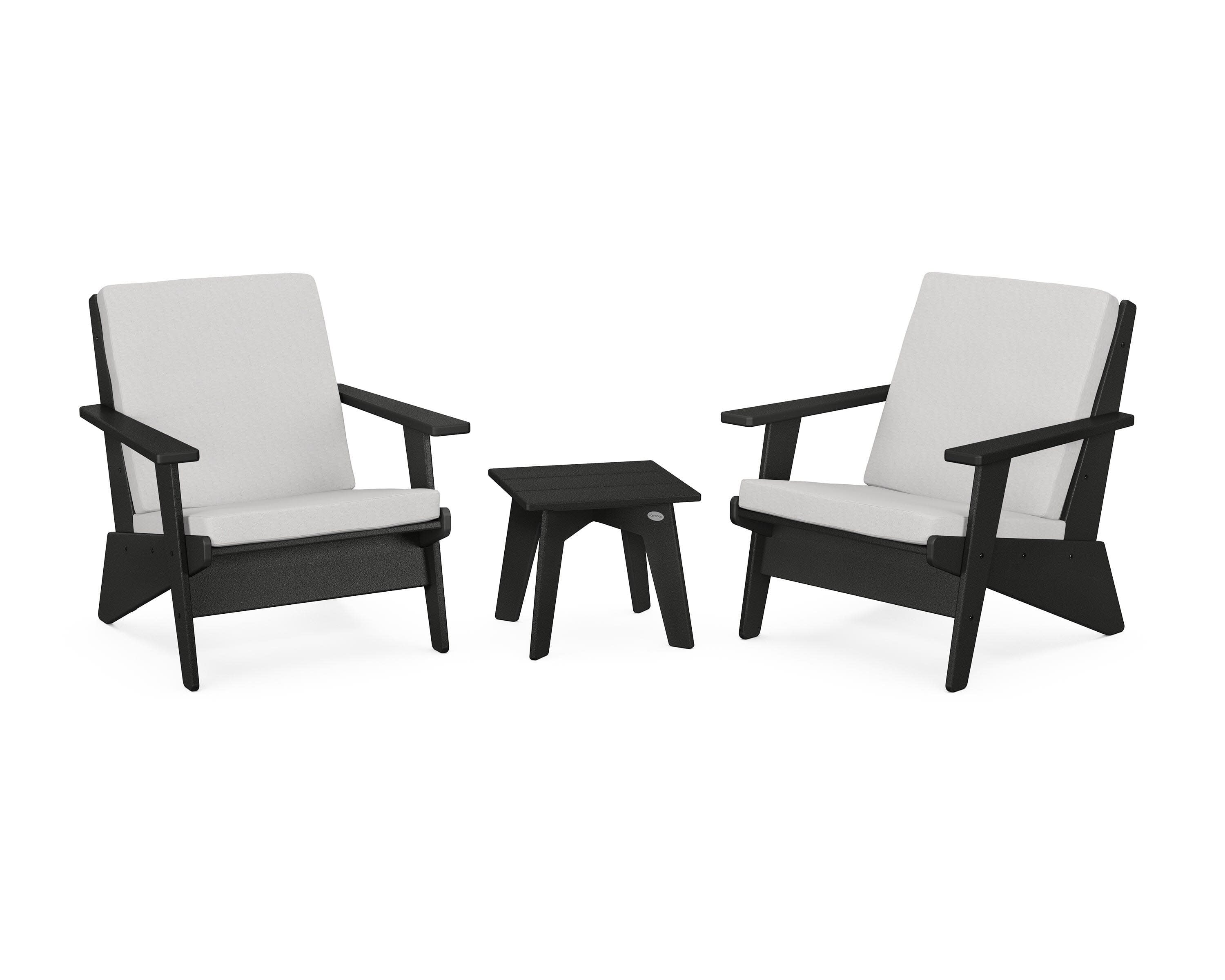Riviera Modern Lounge 3-Piece Set in Black / Diamond in the Rough