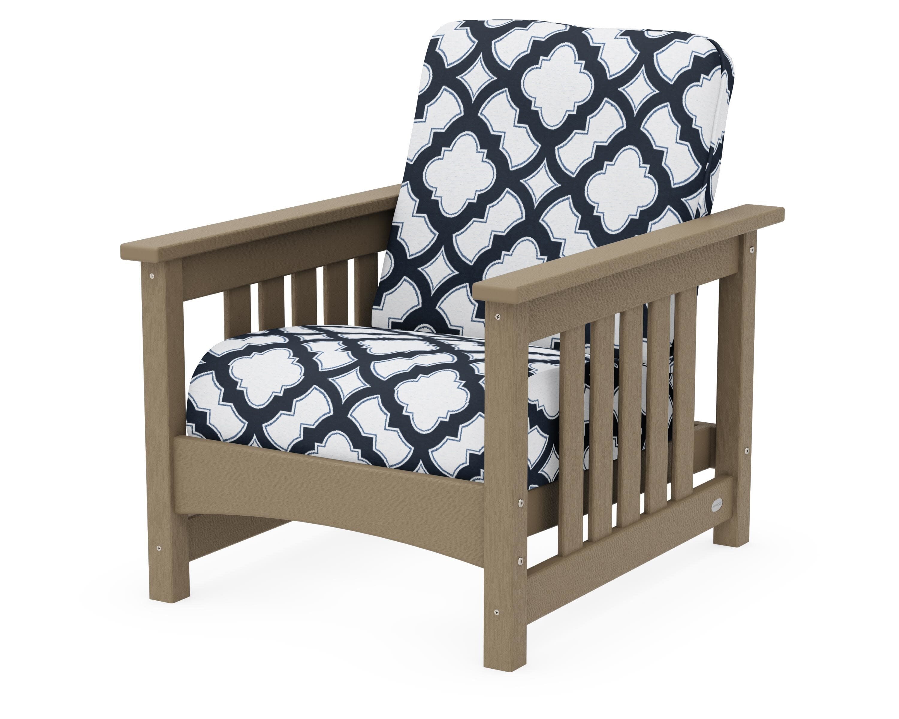Club Mission Chair in Vintage Sahara / Trellis Marine Indigo