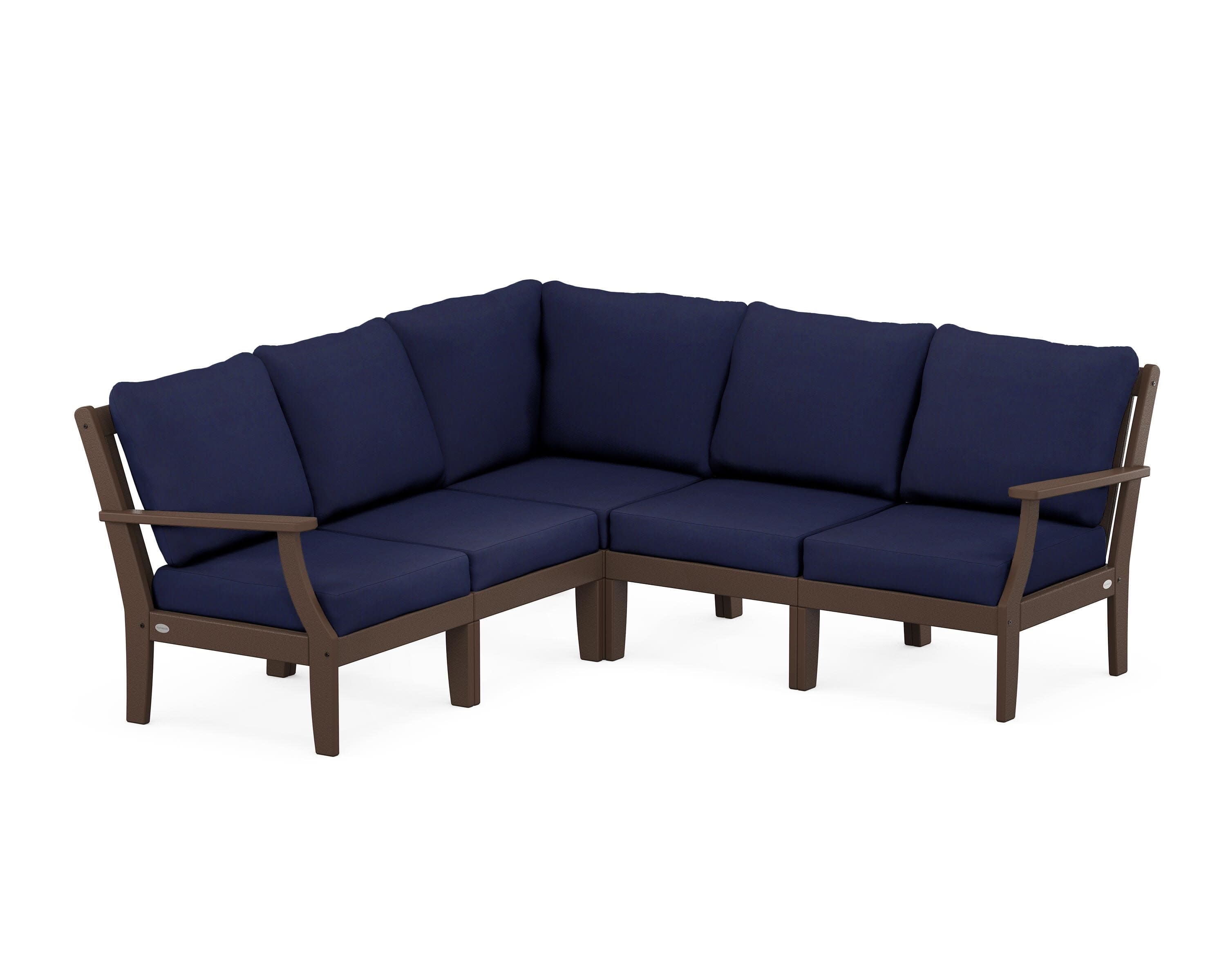Braxton Modular 5-Piece Deep Seating Set in Mahogany / Navy