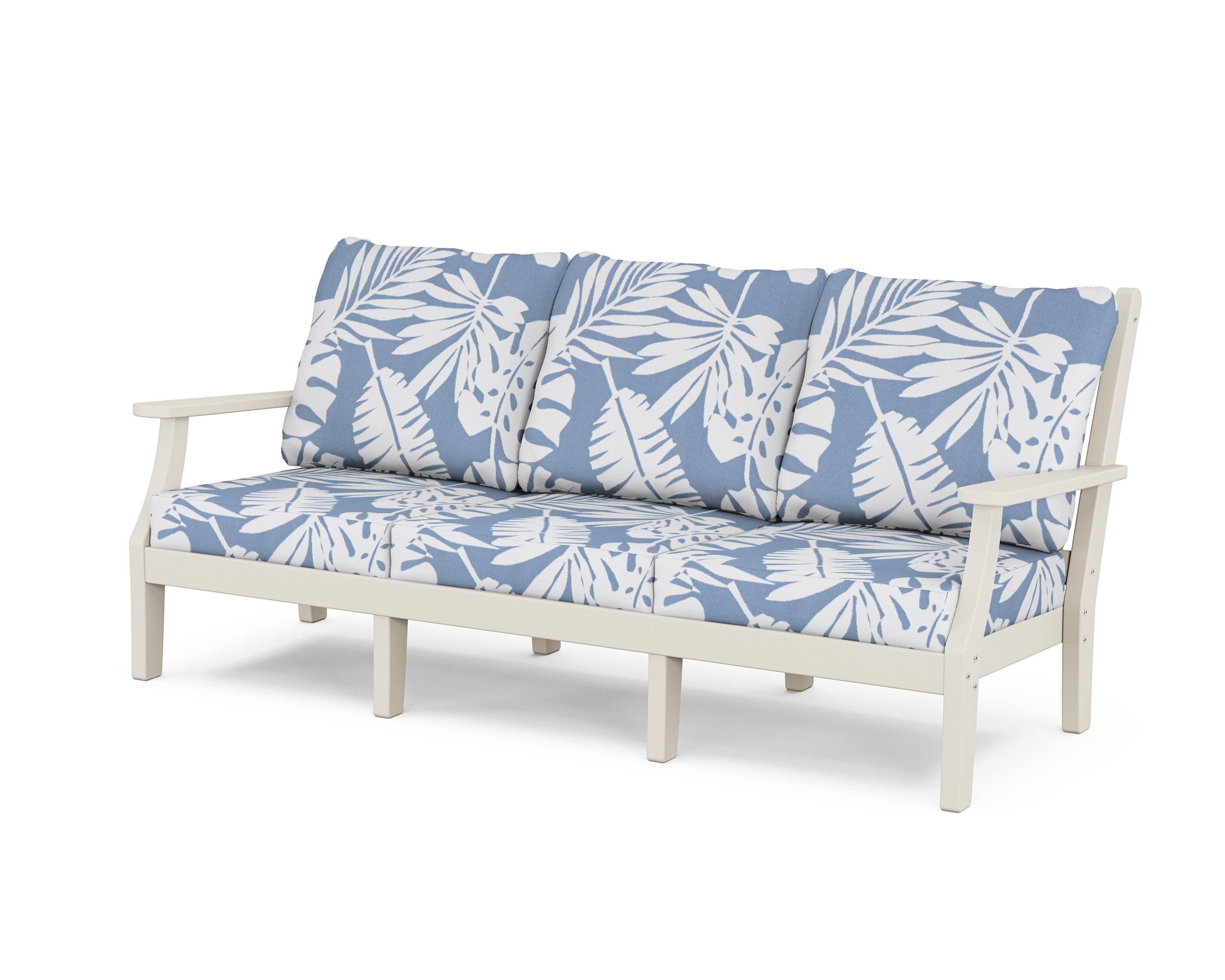 Wovendale Deep Seating Sofa in Sand / Leaf Sky Blue