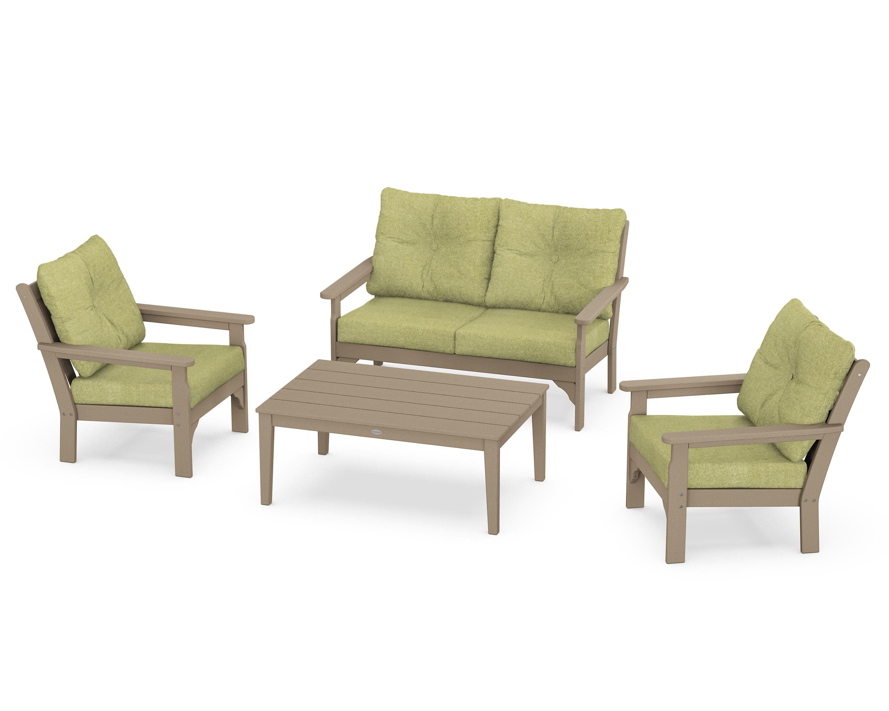 Vineyard 4-Piece Deep Seating Set in Vintage Sahara / Chartreuse Boucle