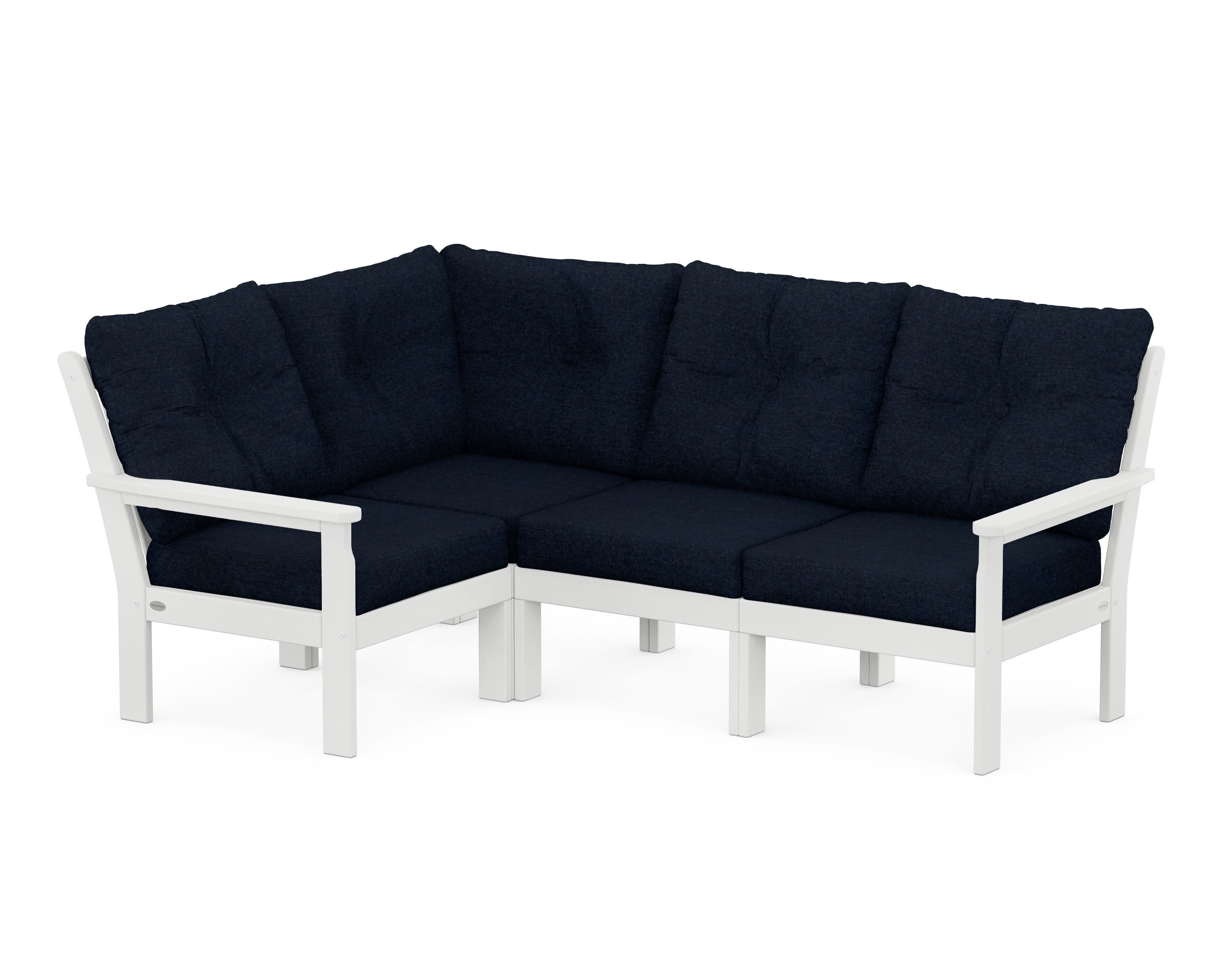 Vineyard 4-Piece Sectional in White / Marine Indigo
