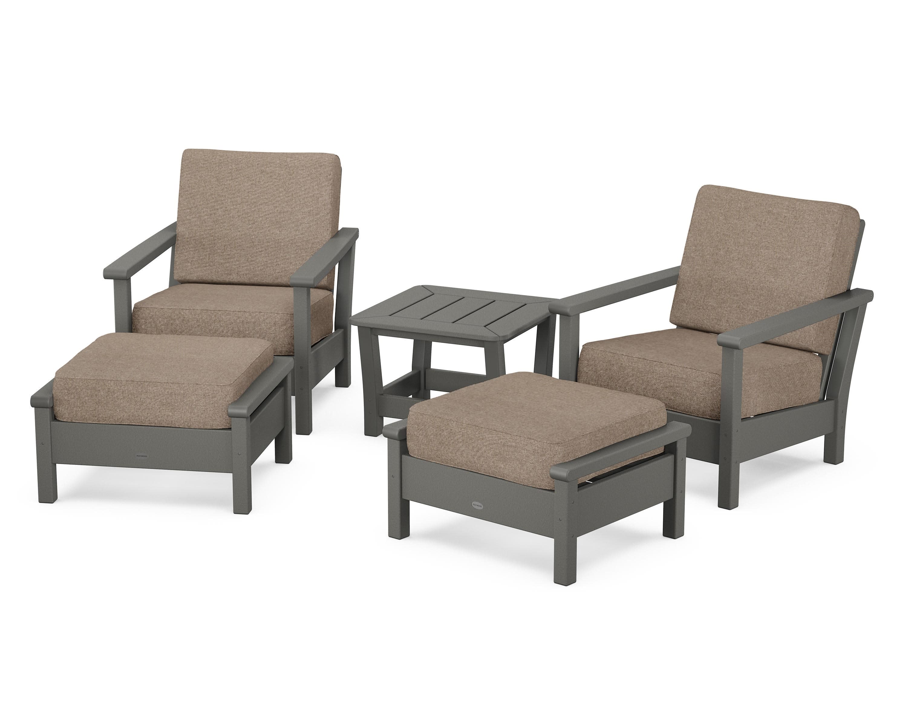 Harbour 5-Piece Deep Seating Chair Set in Slate Grey / Spiced Burlap
