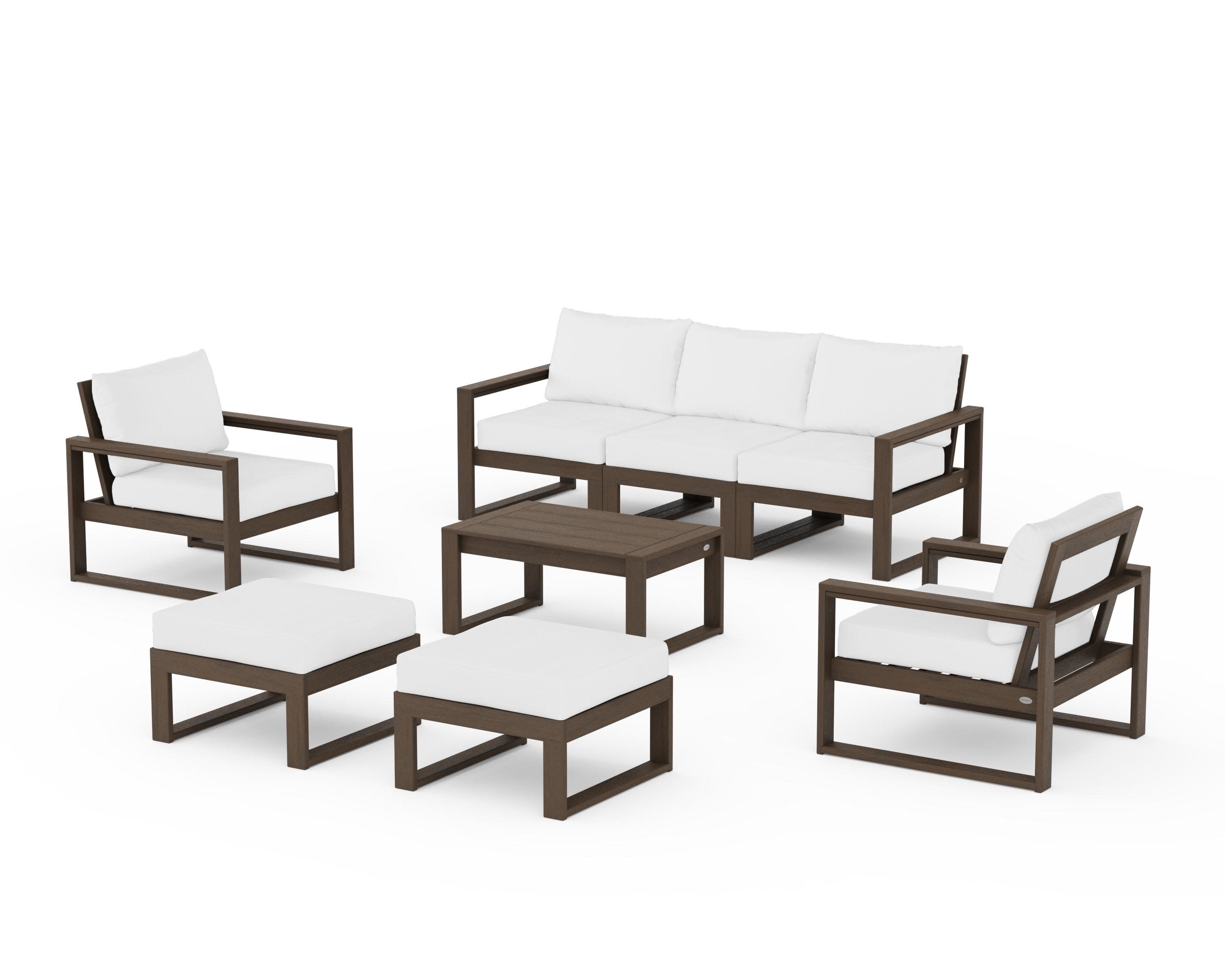 EDGE Sectional 8-Piece Lounge Sofa Set in Kona / Natural