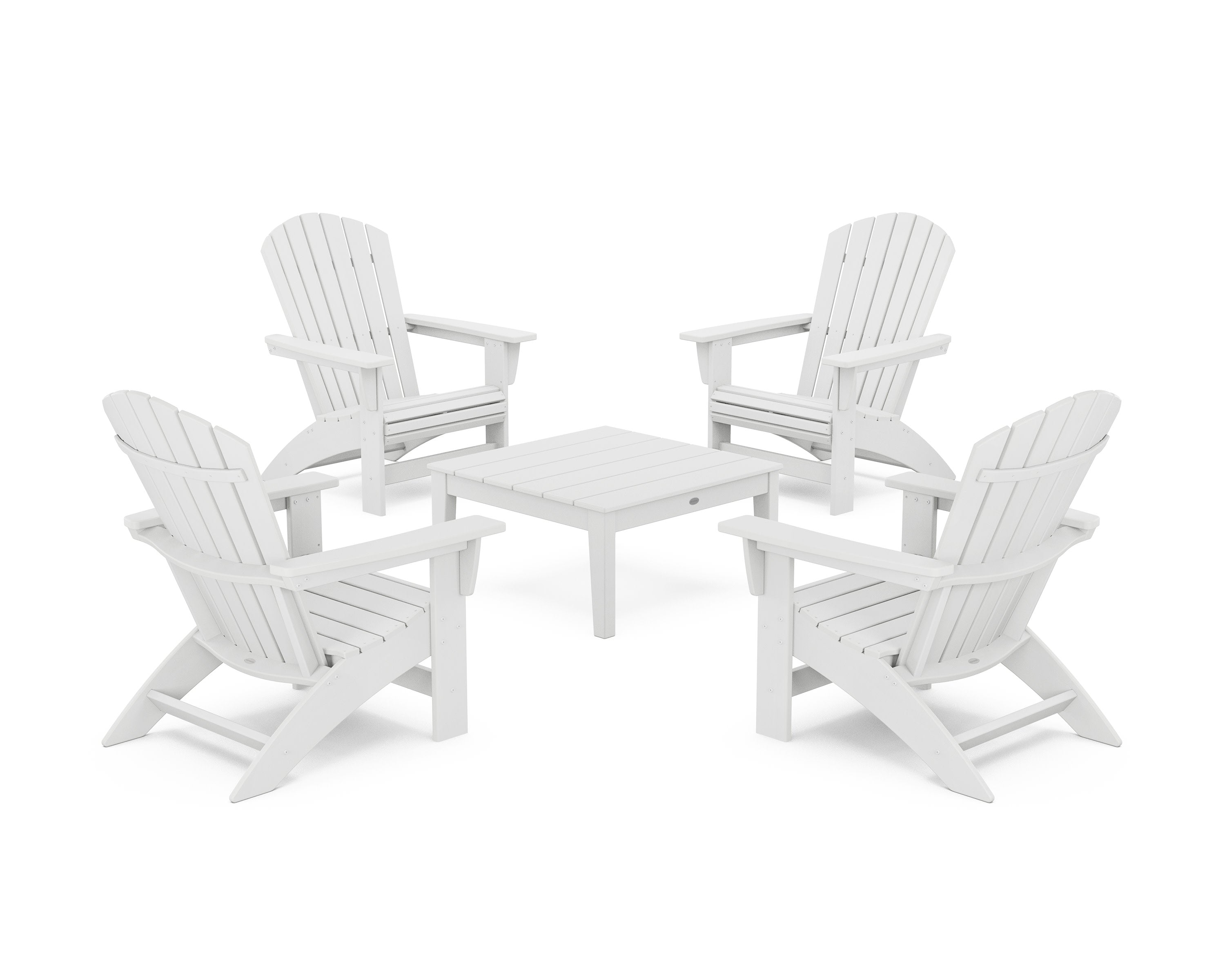 5-Piece Nautical Grand Adirondack Chair Conversation Group in White