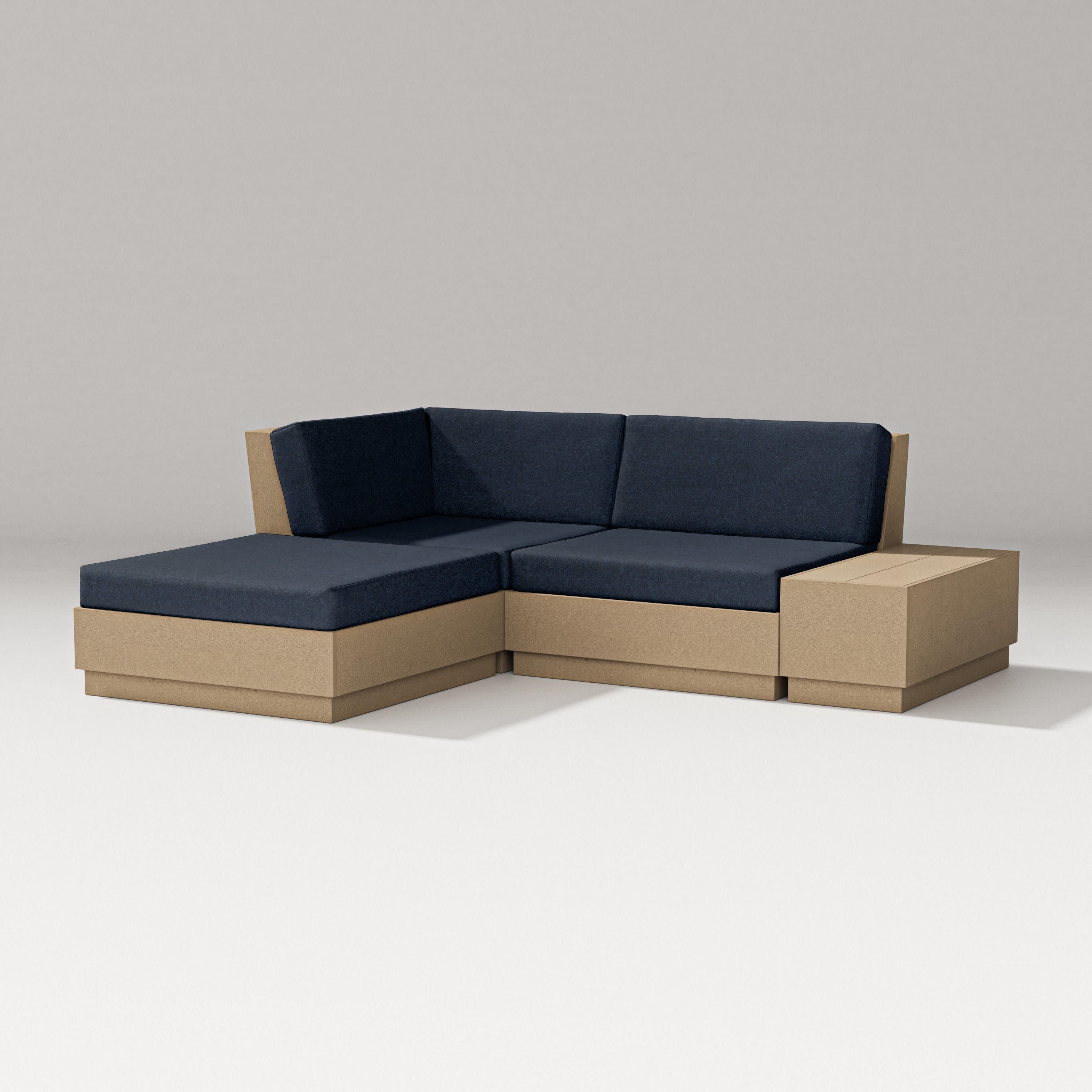 Elevate Loveseat Sectional with Chaise in Vintage Sahara / Marine Indigo