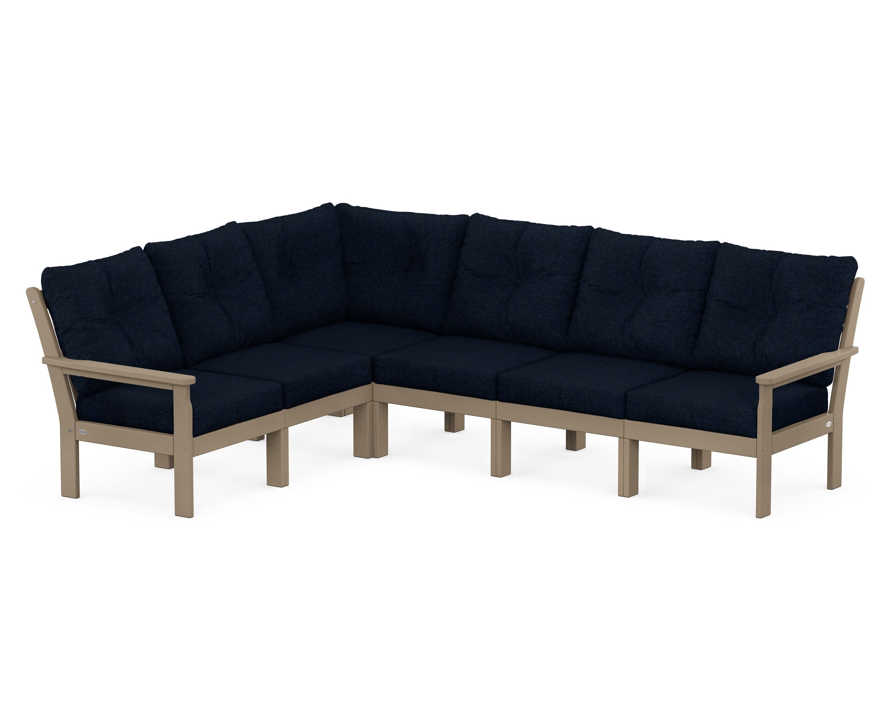 Vineyard 6-Piece Sectional in Vintage Sahara / Marine Indigo