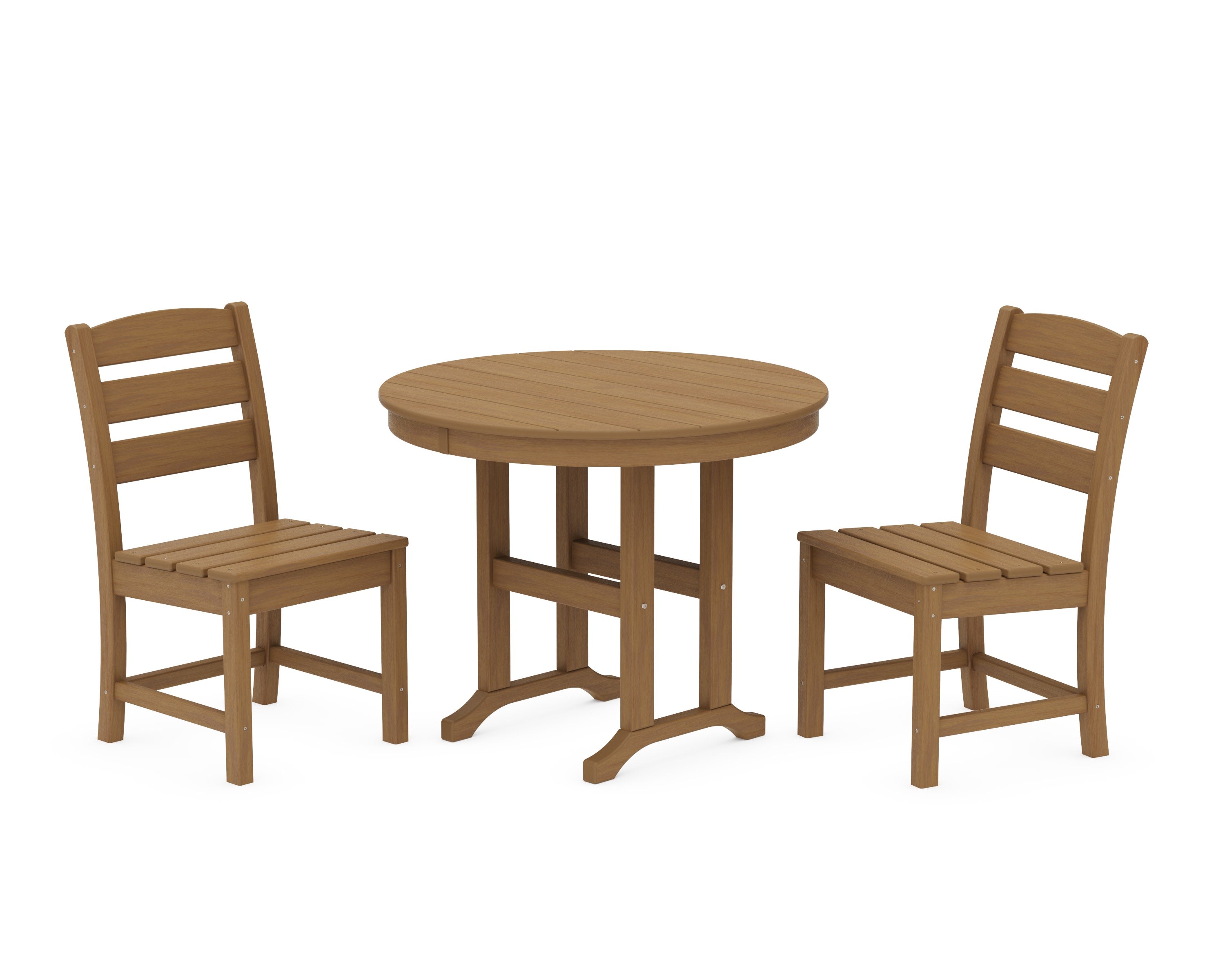 Lakeside Side Chair 3-Piece Round Dining Set in Natural