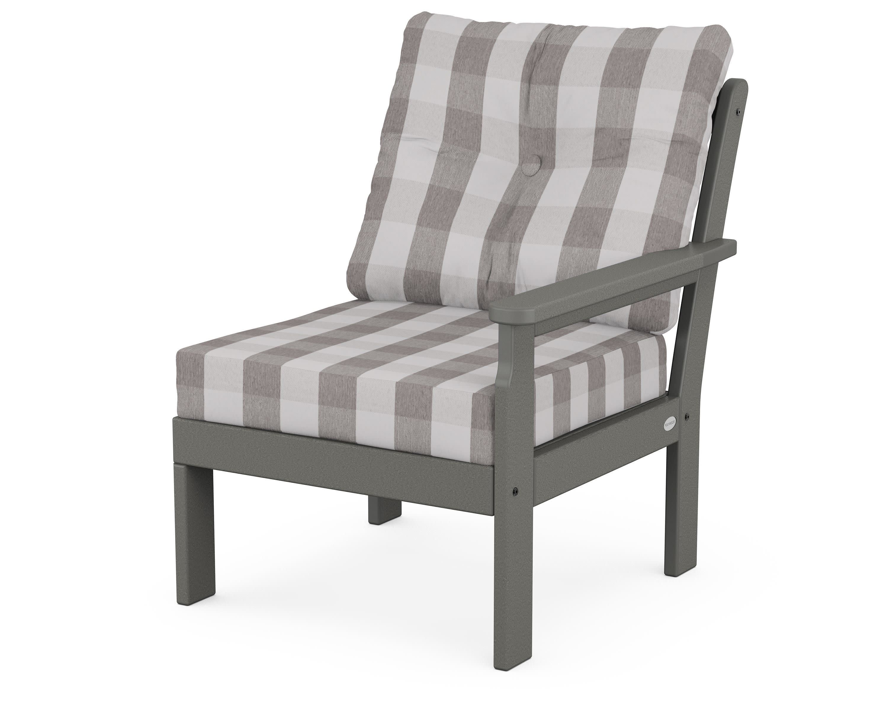 Vineyard Modular Right Arm Chair in Slate Grey / Buffalo Plaid Grey Mist