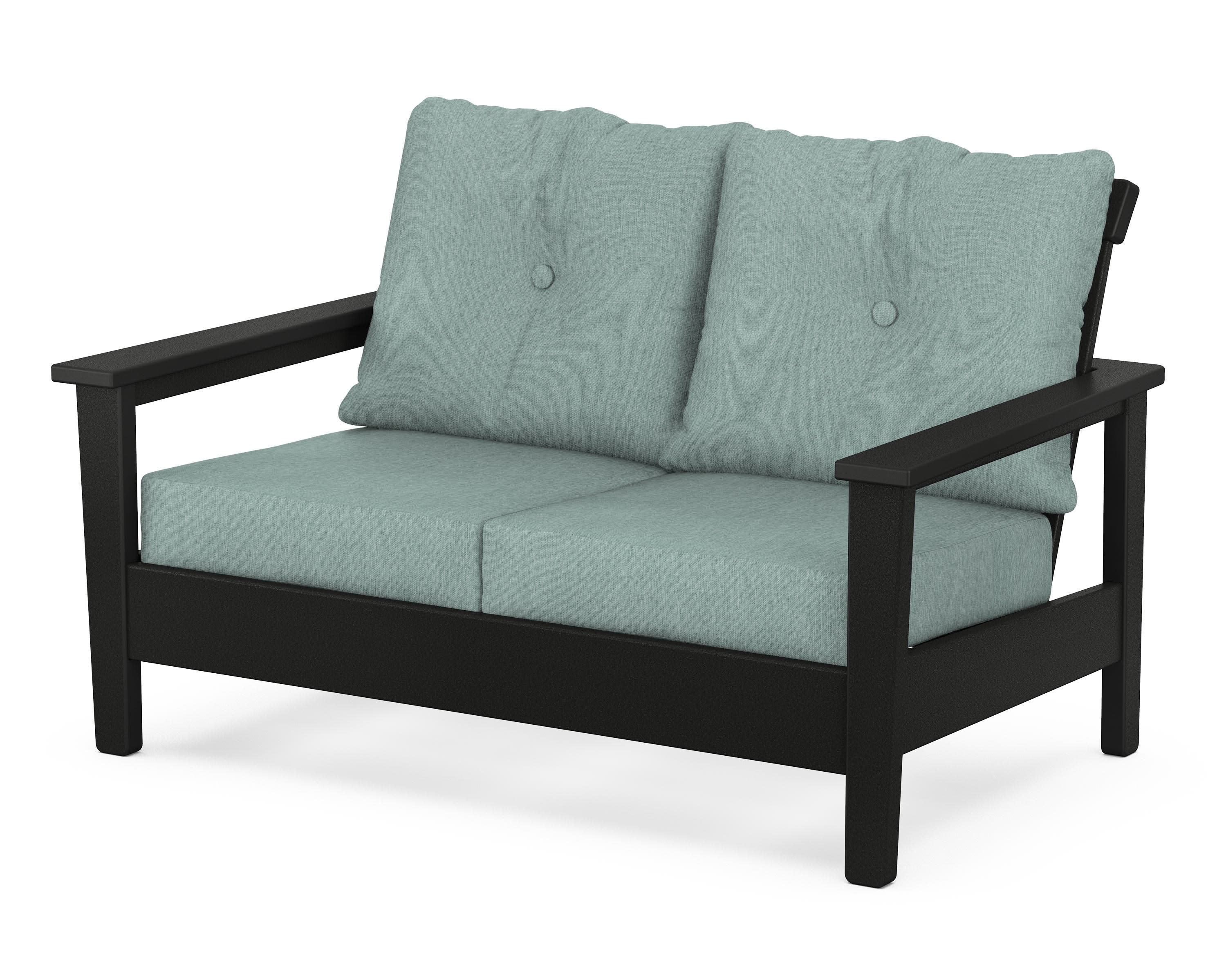 Prescott Deep Seating Loveseat in Black / Glacier Spa