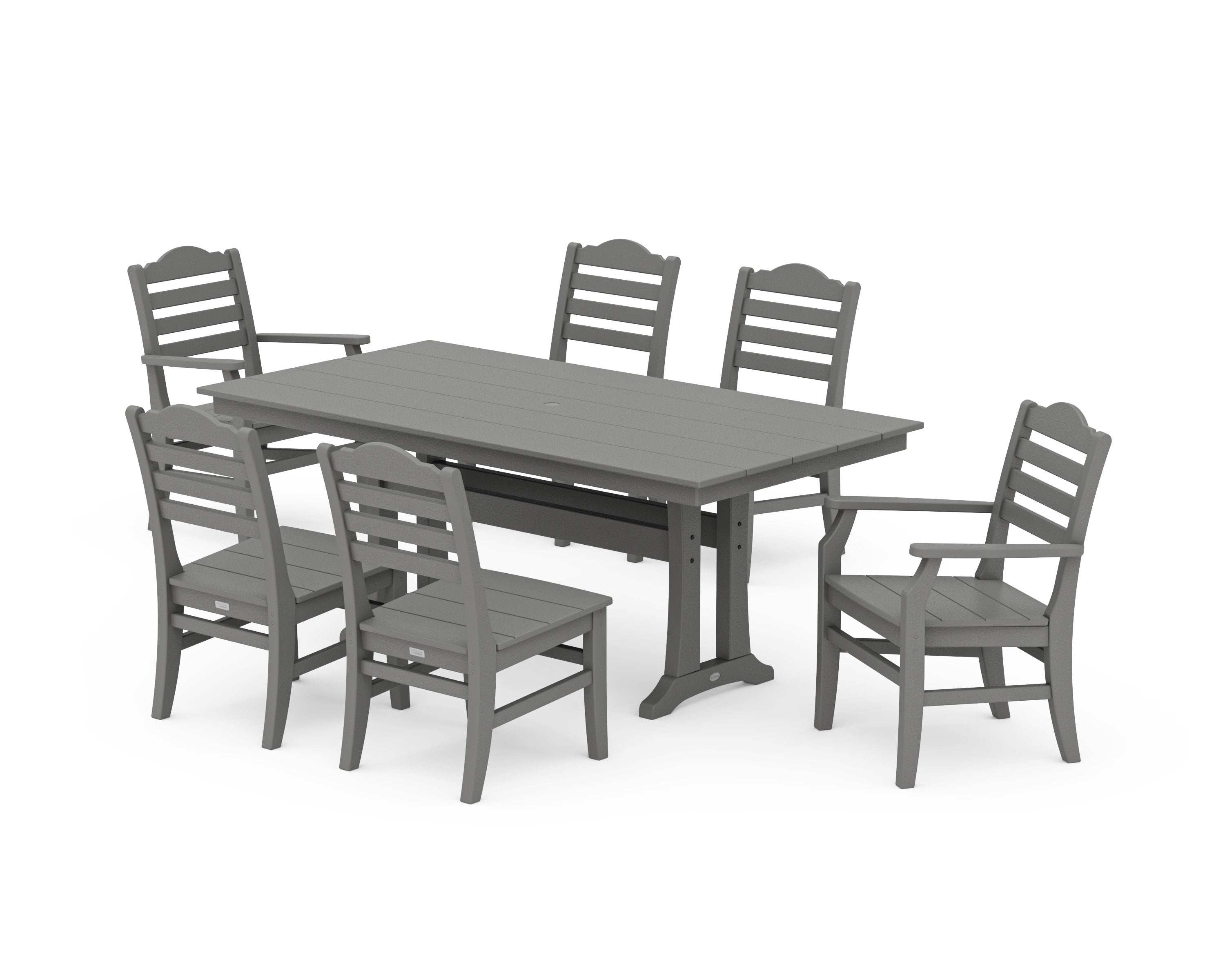 Savannah 7-Piece Farmhouse Dining Set with Trestle Legs in Slate Grey