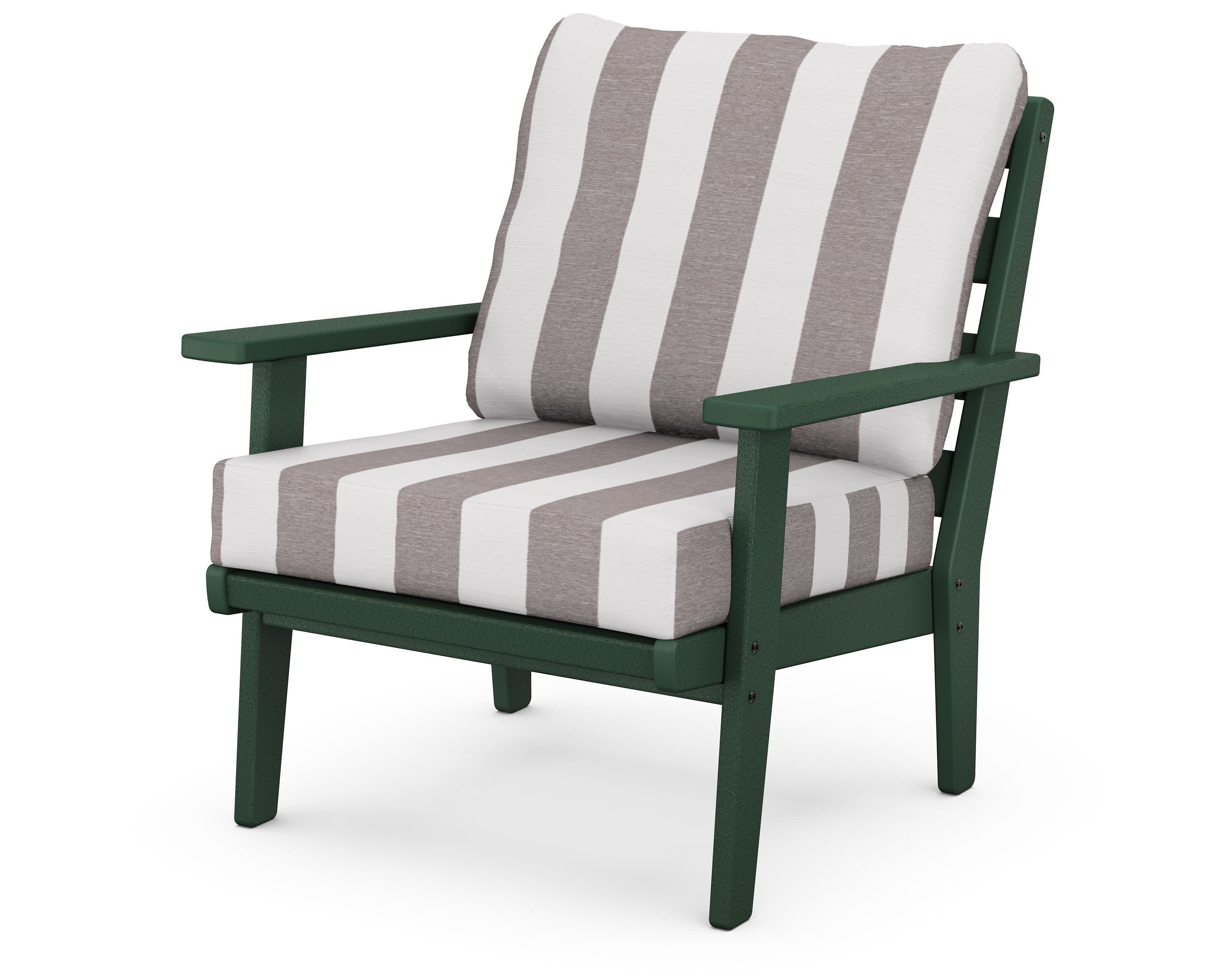 Grant Park Deep Seating Chair in Green / Cabana Stripe Grey Mist