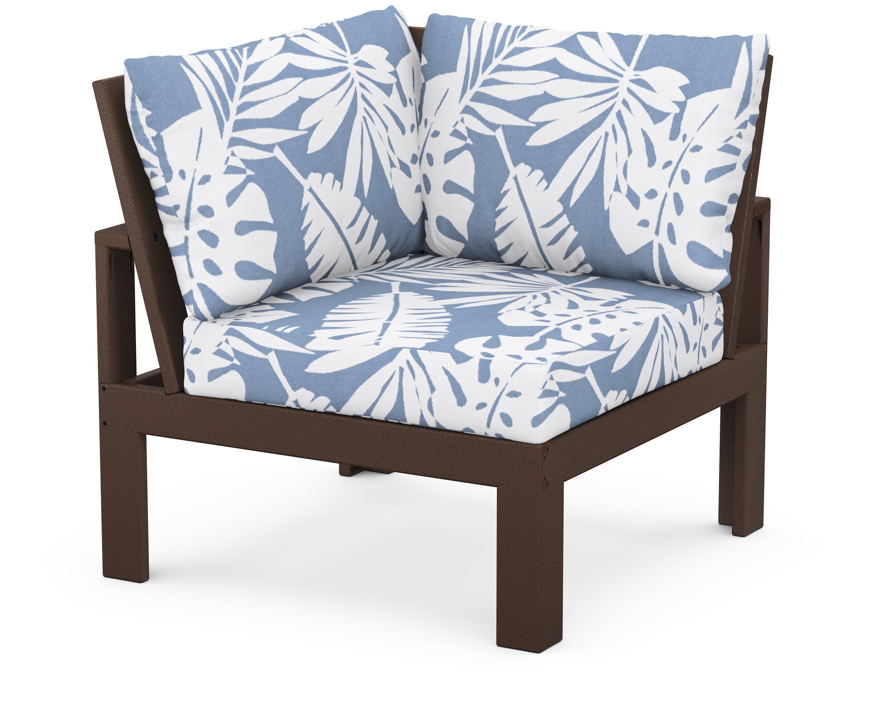 Modular Corner Chair in Mahogany / Leaf Sky Blue