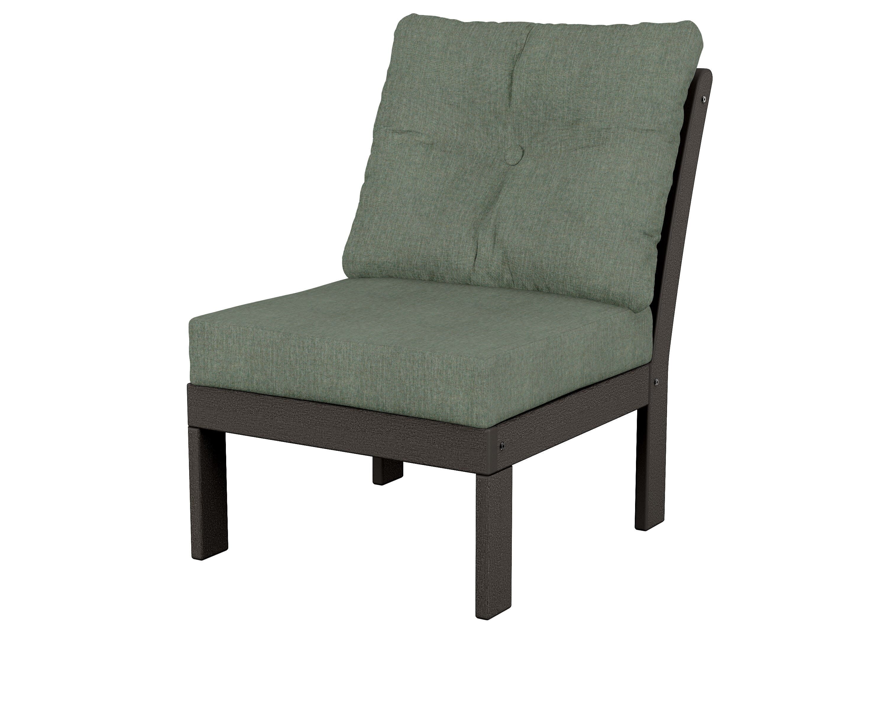 Vineyard Modular Armless Chair in Vintage Coffee / Cast Sage