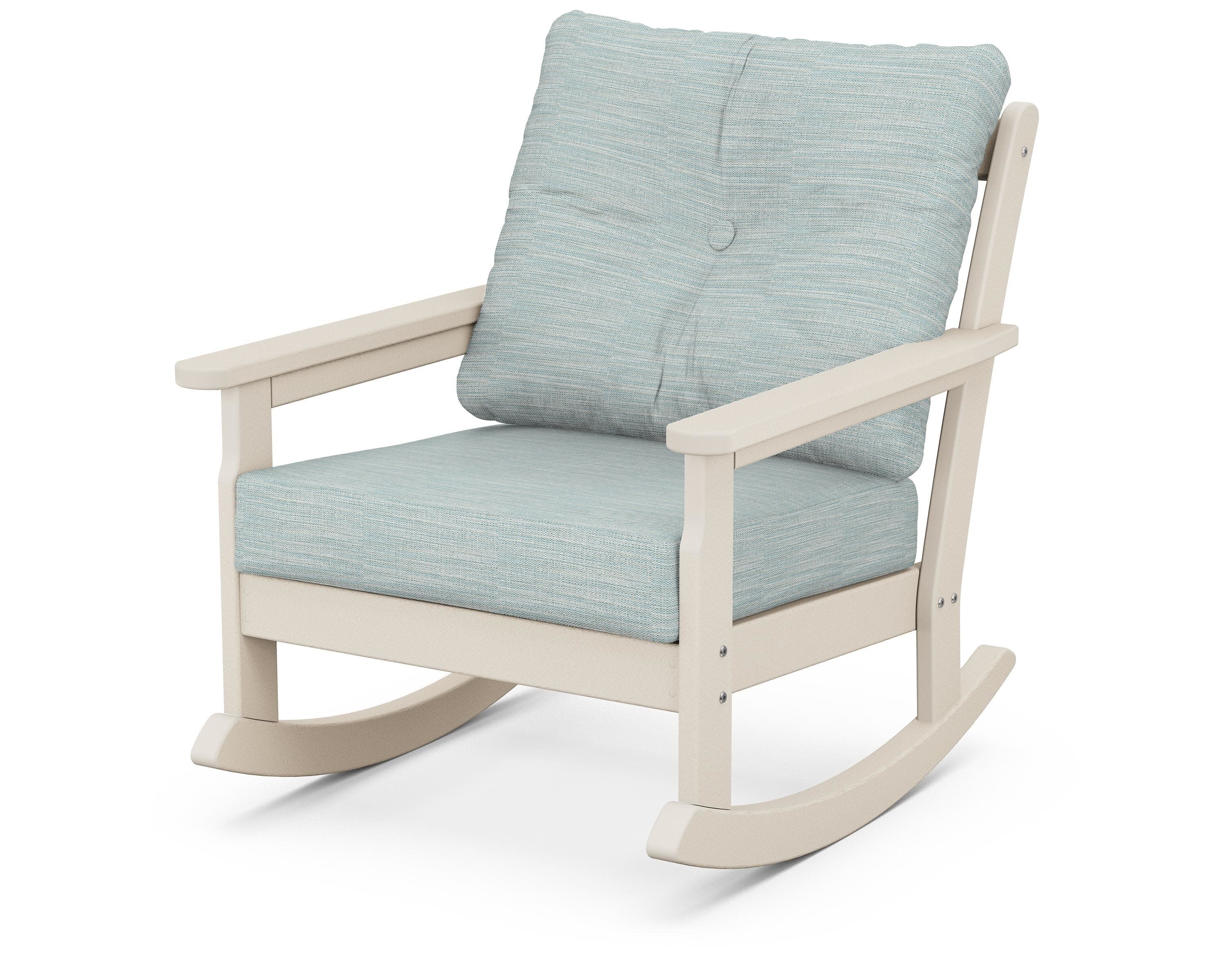 Vineyard Deep Seating Rocking Chair in Sand / Soothe Mist