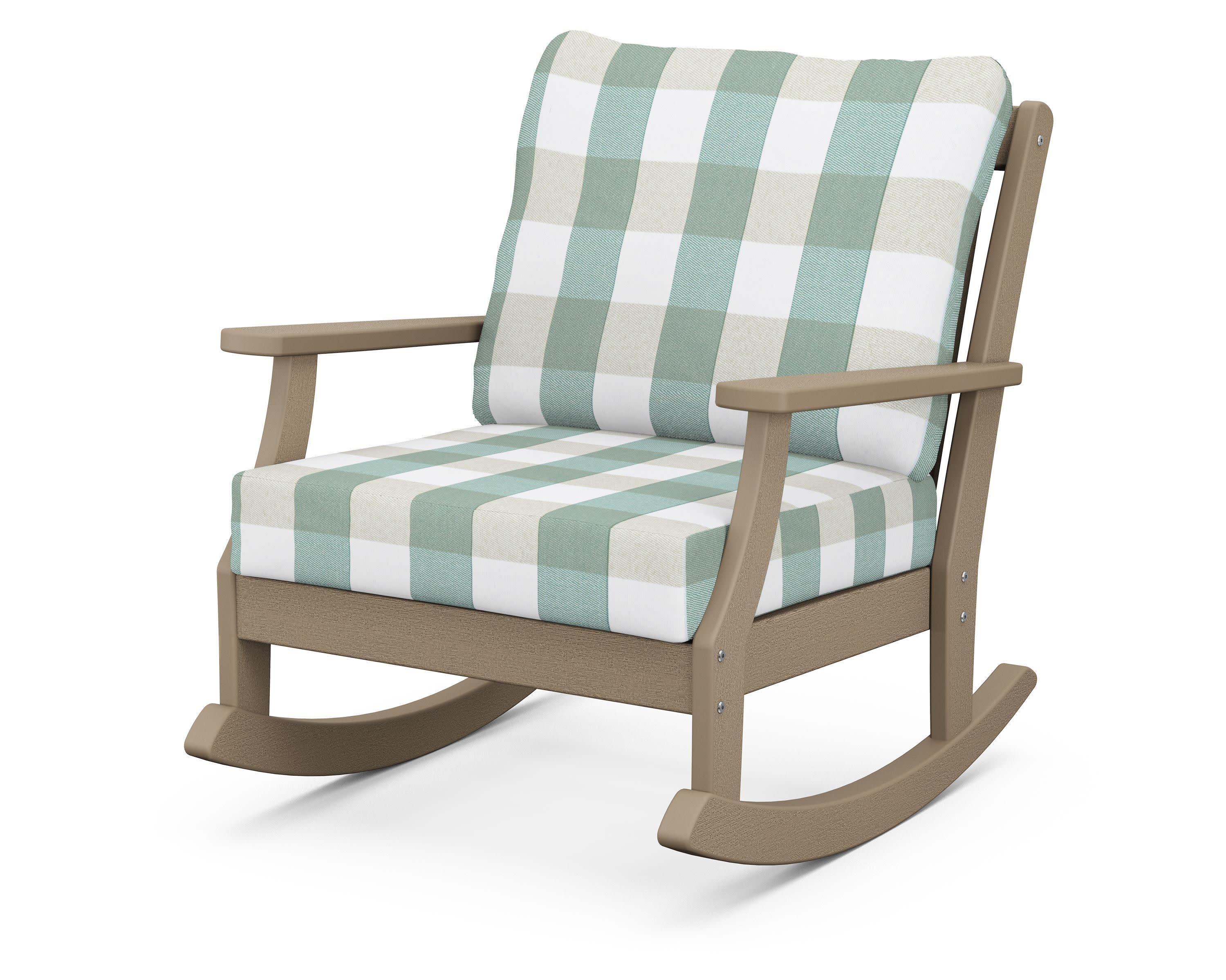 Braxton Deep Seating Rocking Chair in Vintage Sahara / Buffalo Plaid Glacier Spa