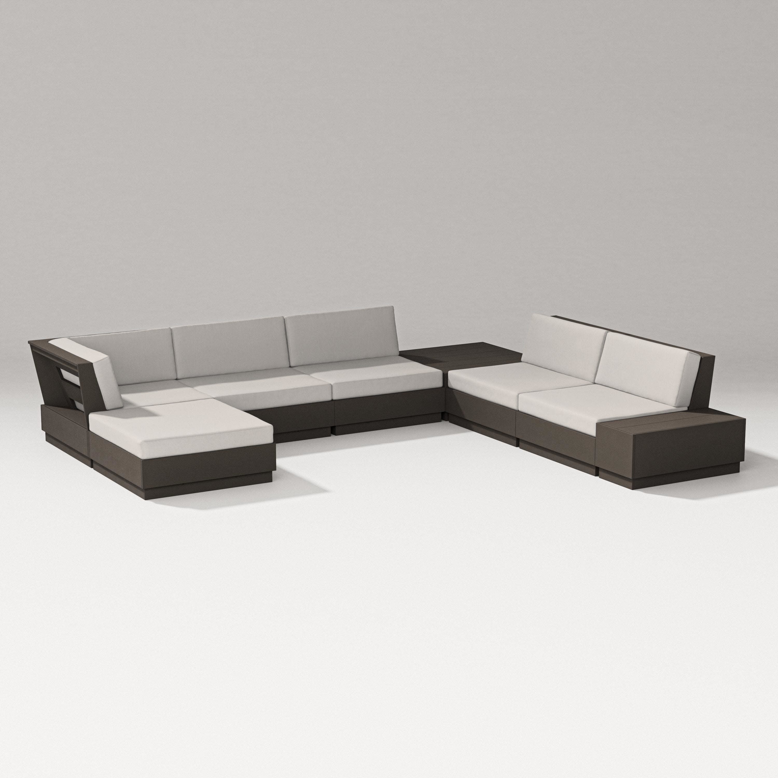 Elevate 8-Piece Corner Sectional in Vintage Coffee / Cast Ash