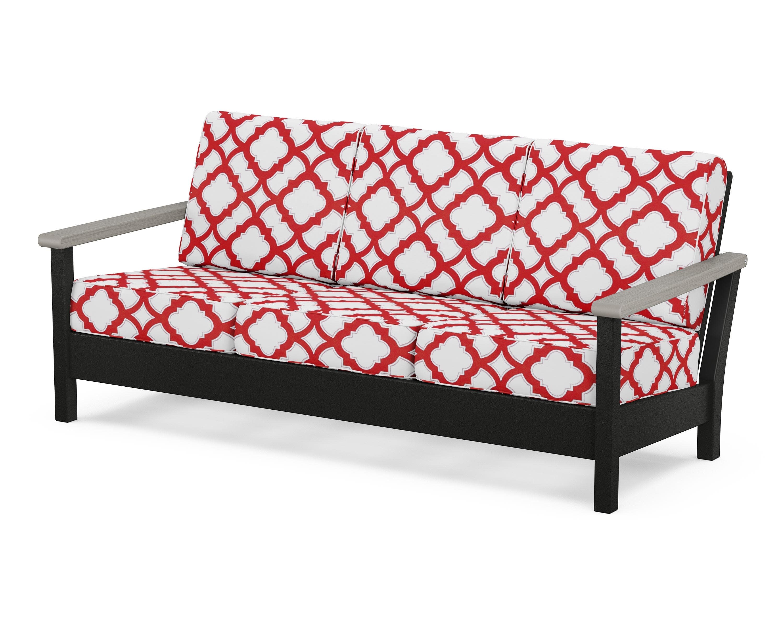 Harbour Deep Seating Sofa in Black / Driftwood / Trellis Crimson