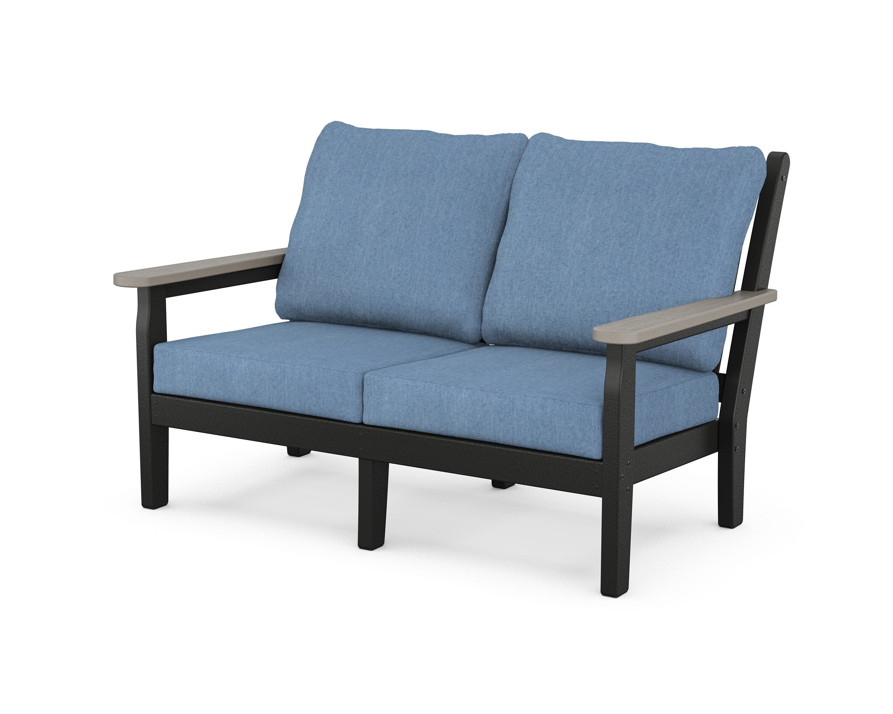 Chippendale Deep Seating Loveseat in Black / Driftwood / Sky Blue
