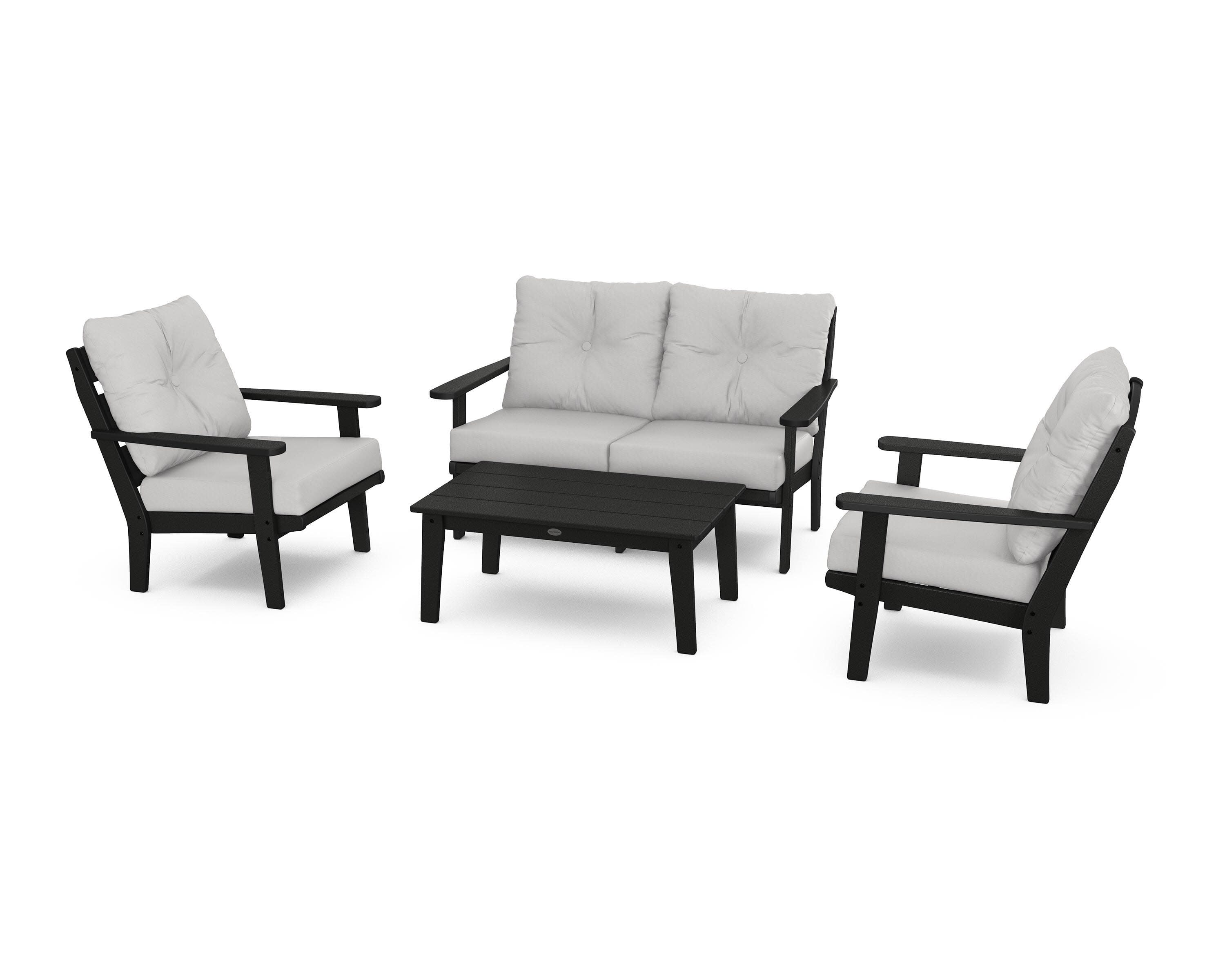 Lakeside 4-Piece Deep Seating Set in Black / Diamond in the Rough