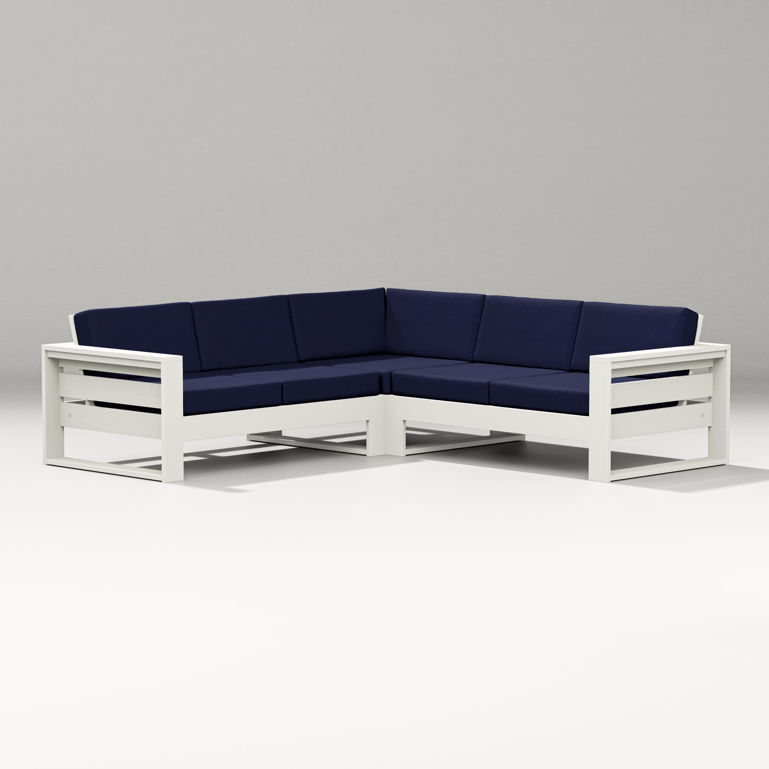 Latitude Corner Sectional in Vintage White / Navy