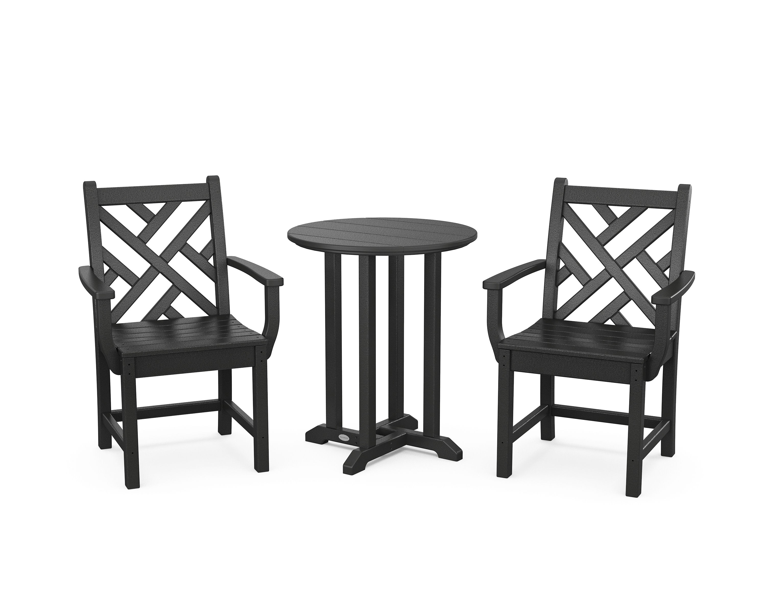 Chippendale 3-Piece Round Bistro Dining Set in Black