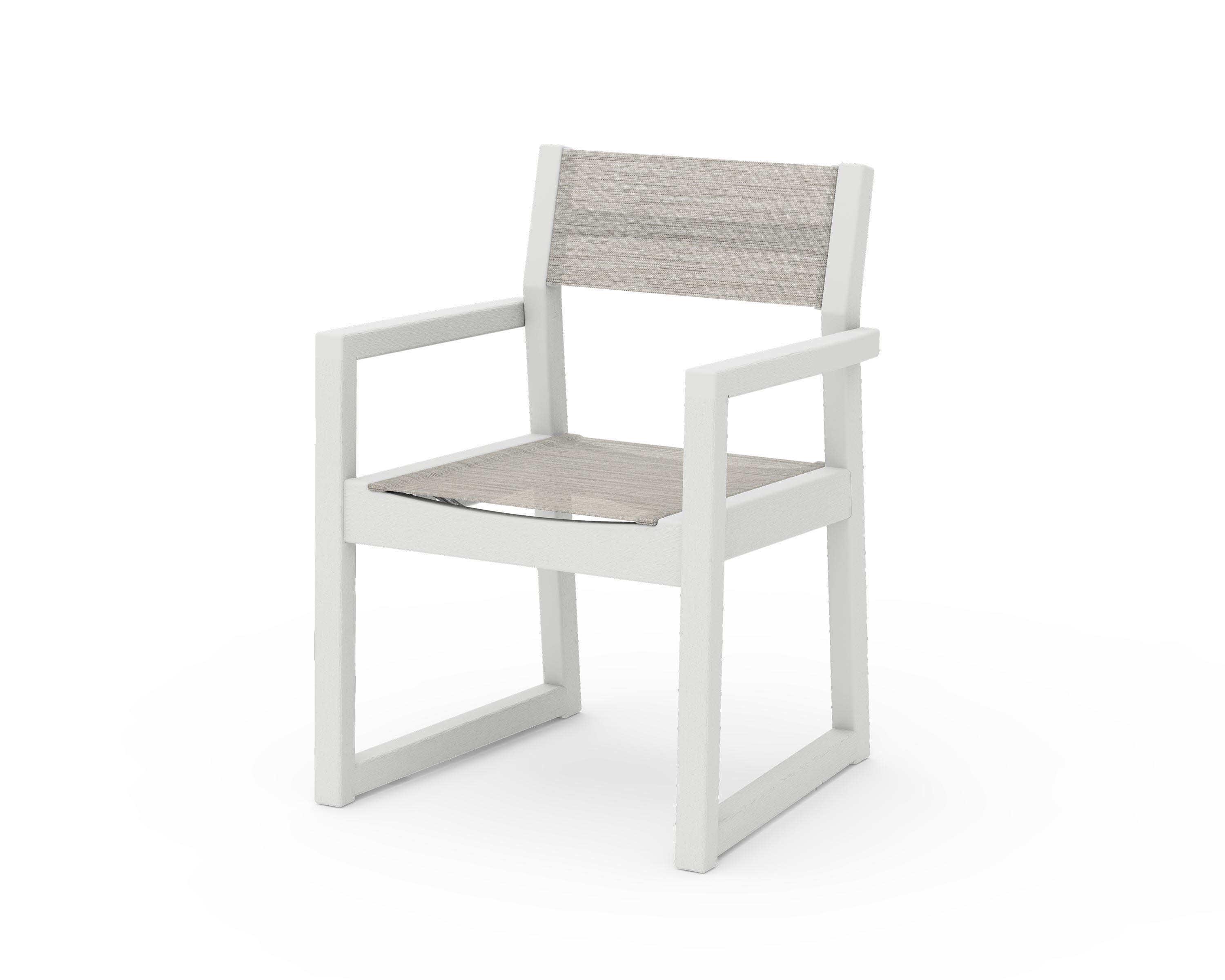 EDGE Sling Dining Arm Chair in Vintage White / Birch Sling