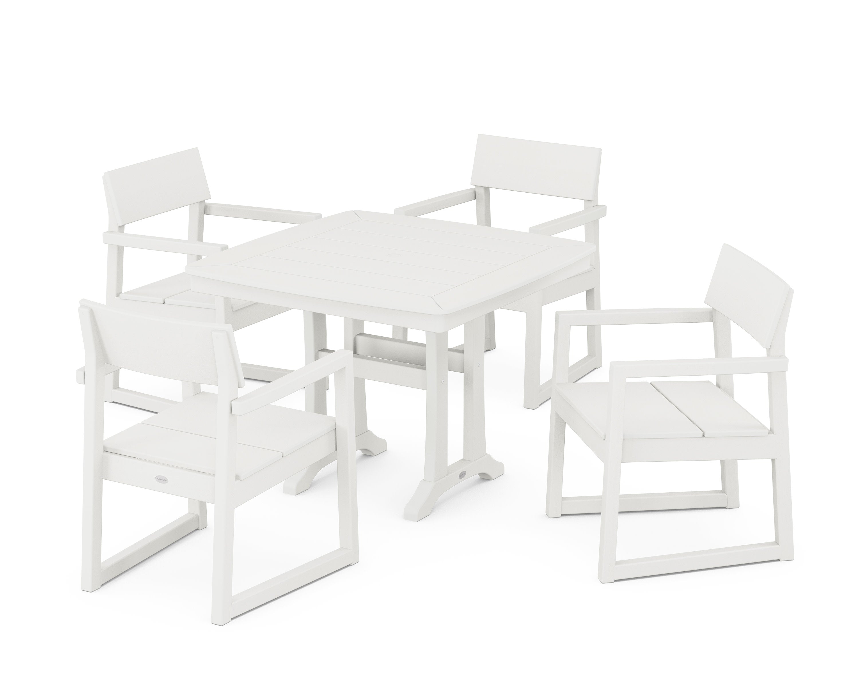 EDGE 5-Piece Dining Set with Trestle Legs in Vintage White