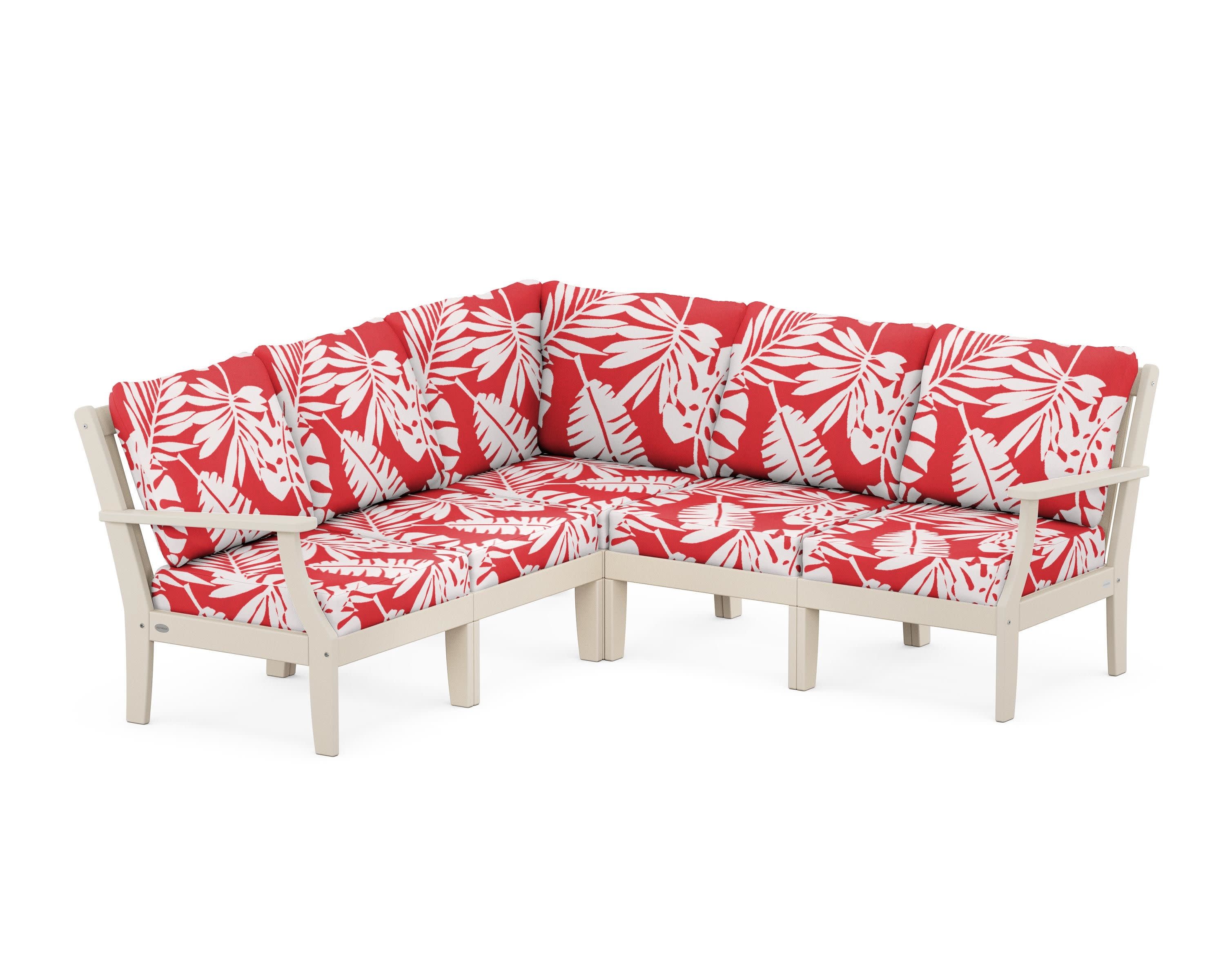 Braxton Modular 5-Piece Deep Seating Set in Sand / Leaf Crimson