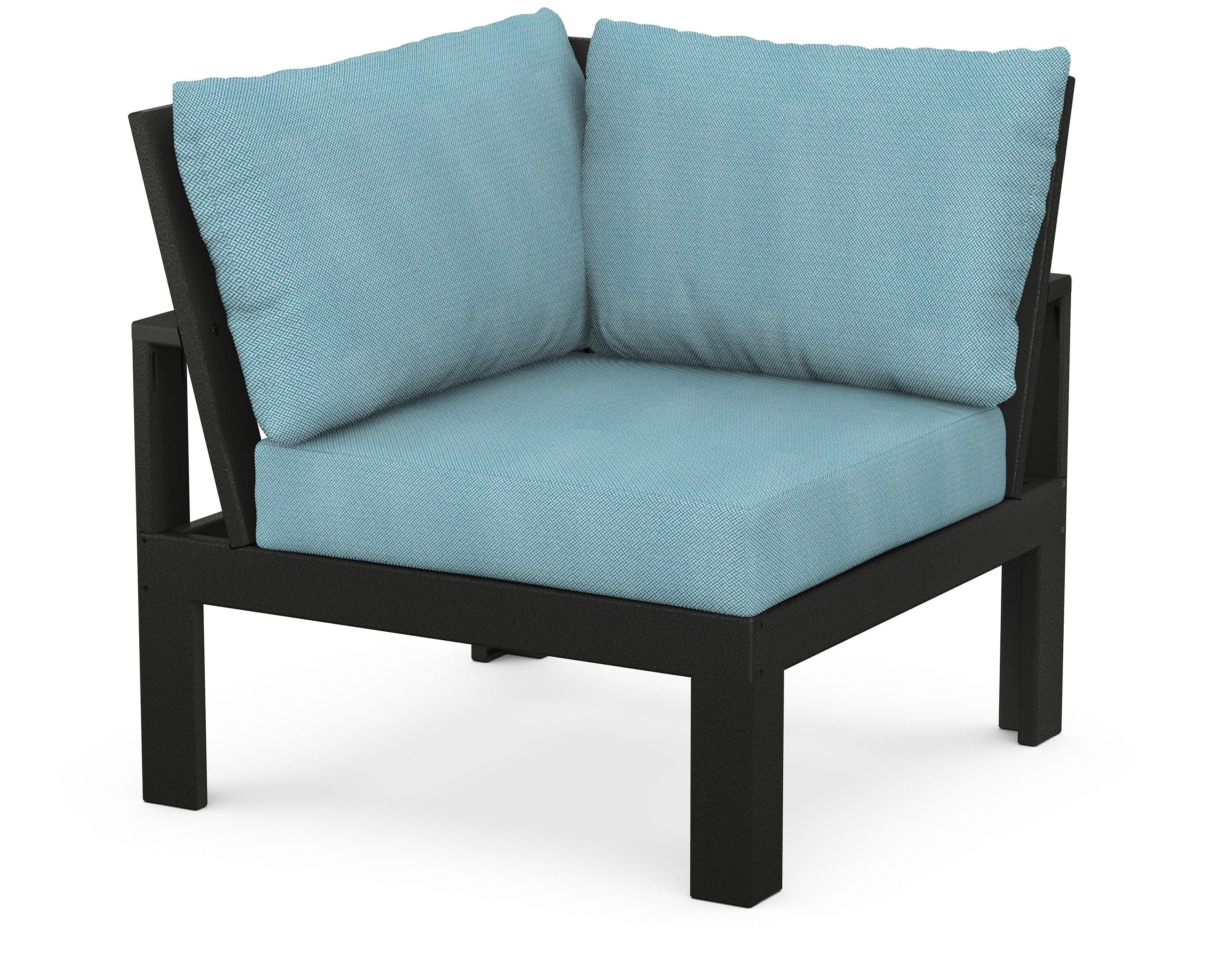 Modular Corner Chair in Black / Lattice Sky Blue