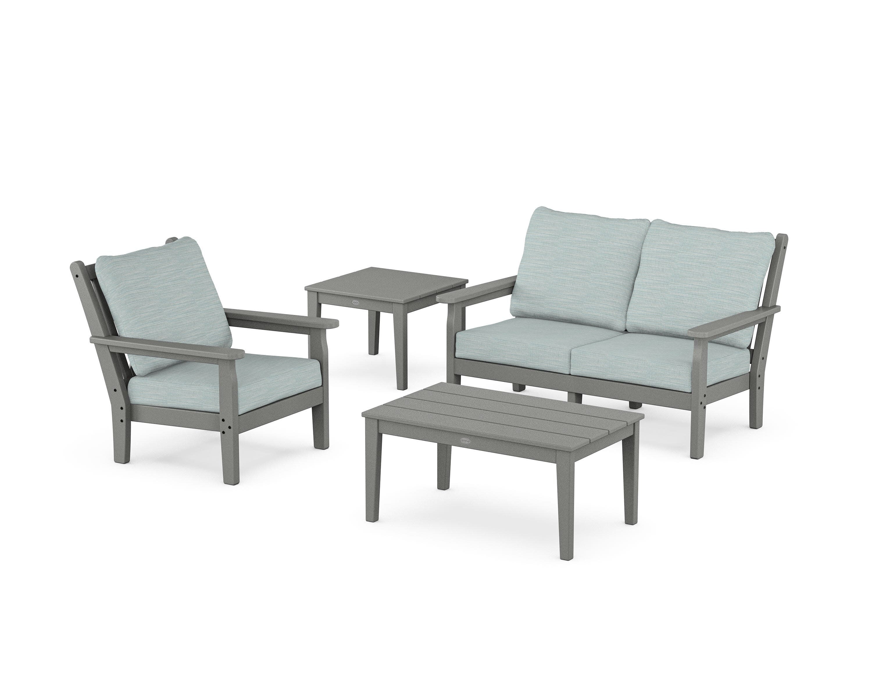 Chippendale 4-Piece Deep Seating Set in Slate Grey / Soothe Mist
