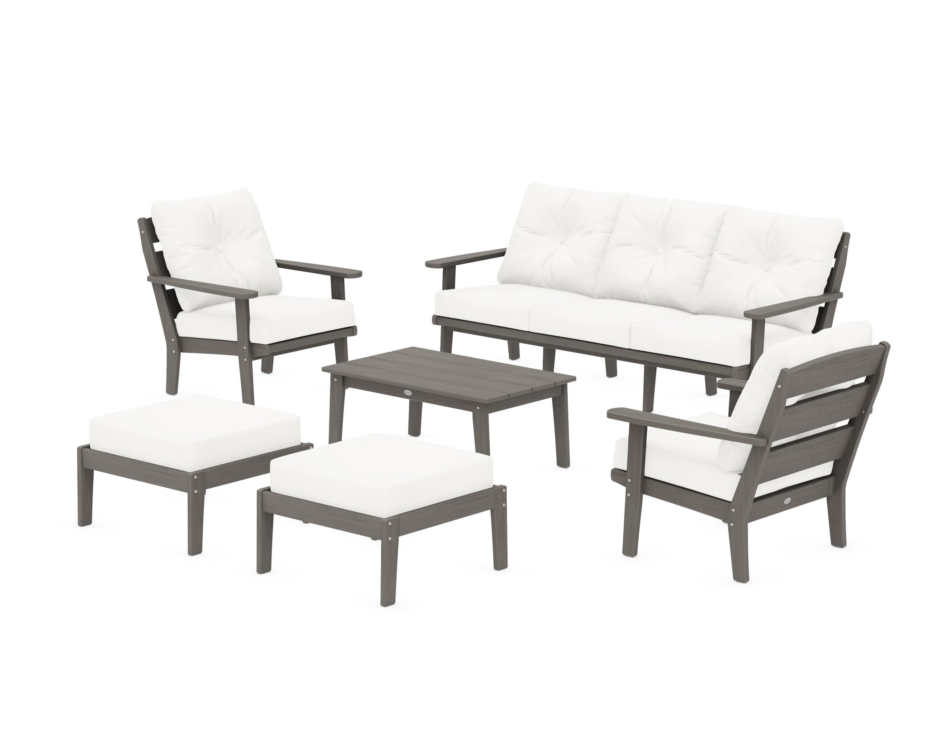 Lakeside 6-Piece Lounge Sofa Set in Driftwood / Natural Linen