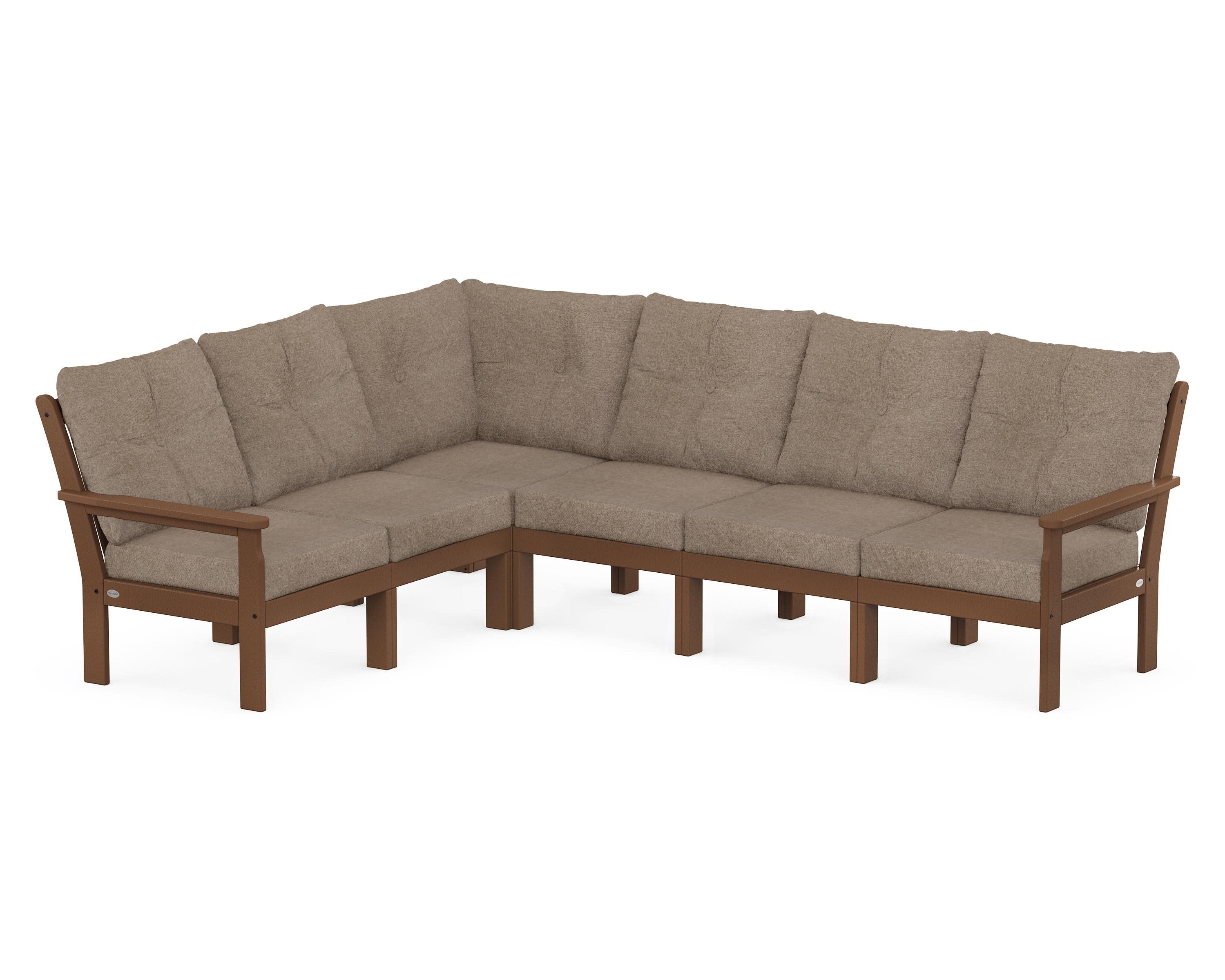 Vineyard 6-Piece Sectional in Teak / Spiced Burlap